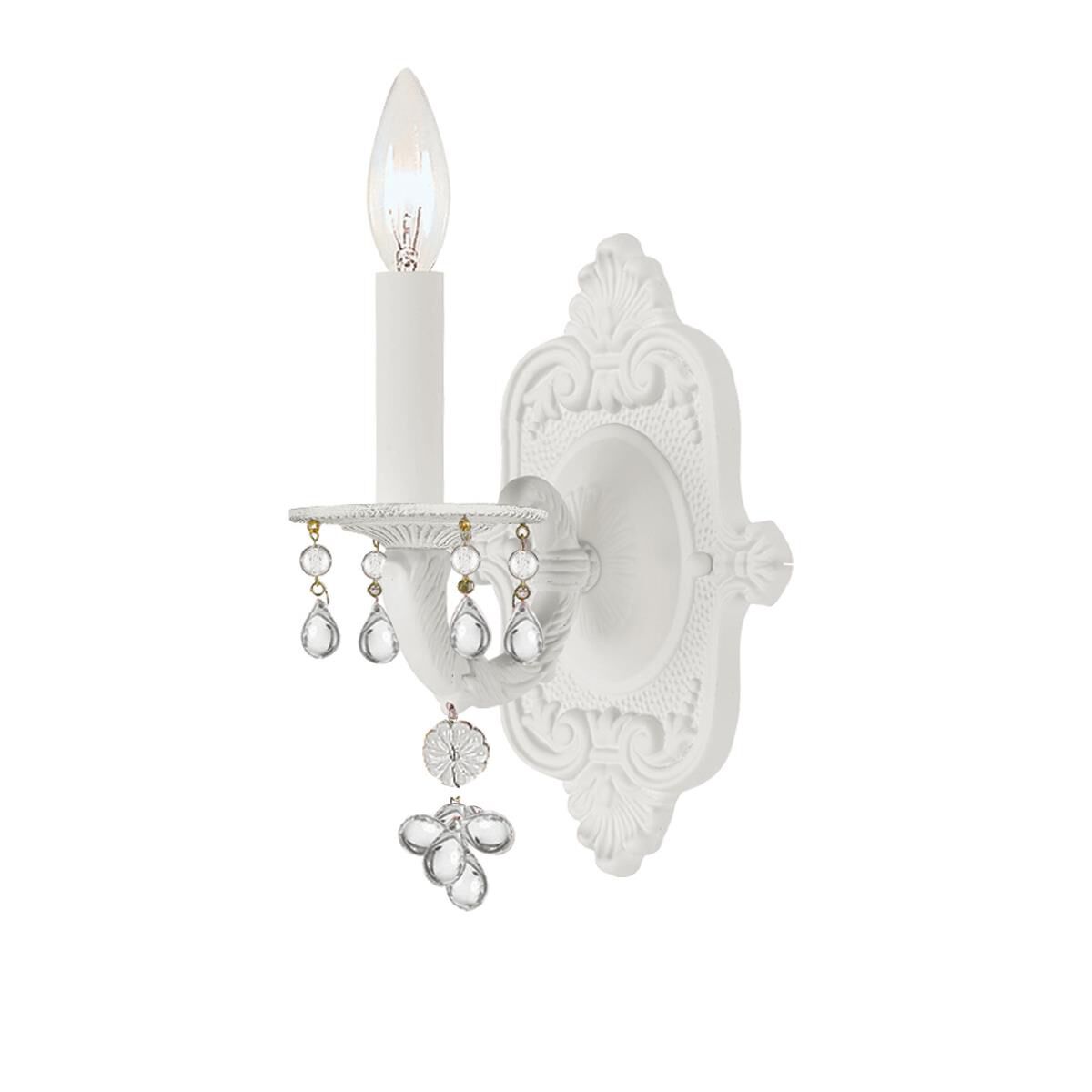 Shown in Wet White finish and Murano crystal