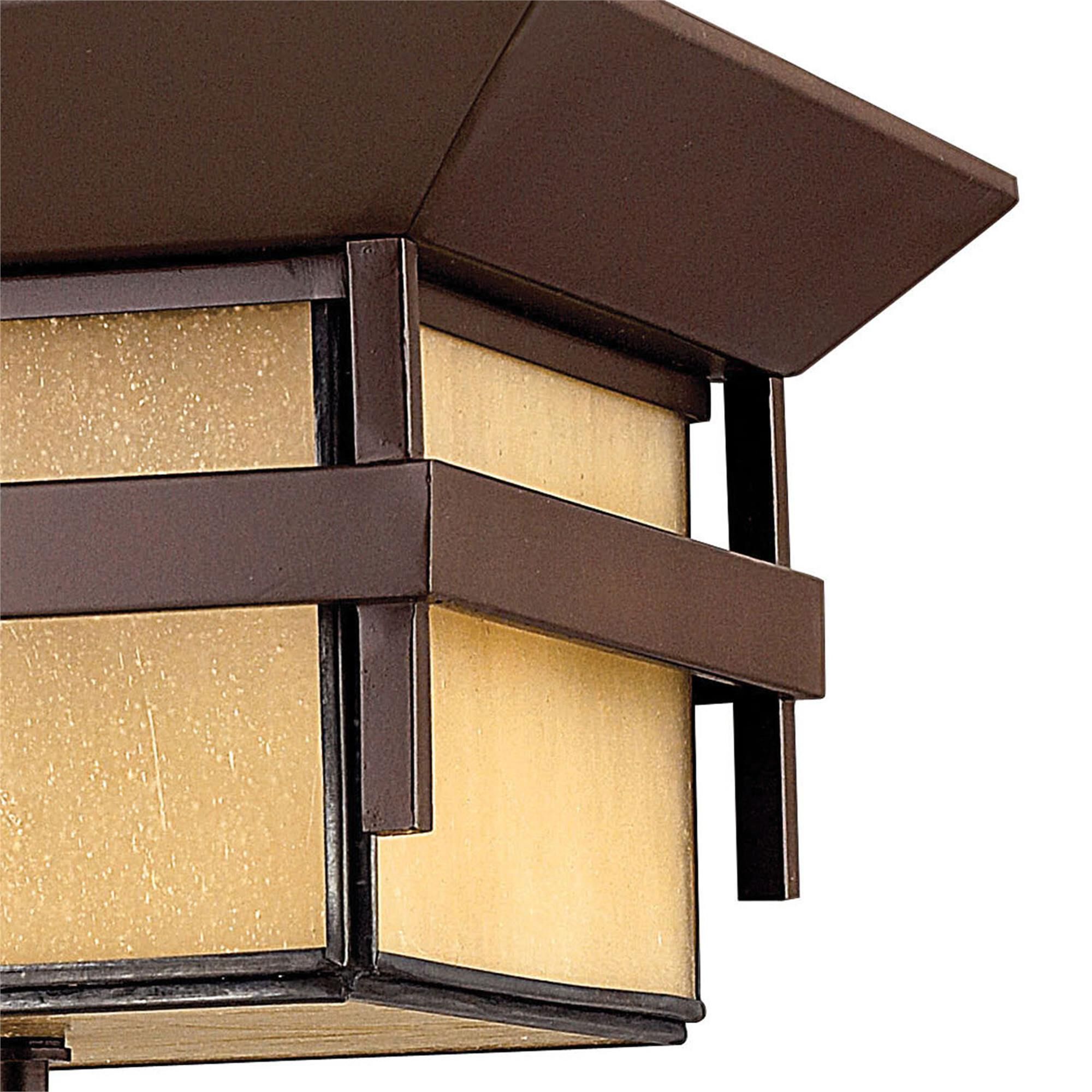 Shown in Anchor Bronze finish and Etched Amber Seedy Bound glass