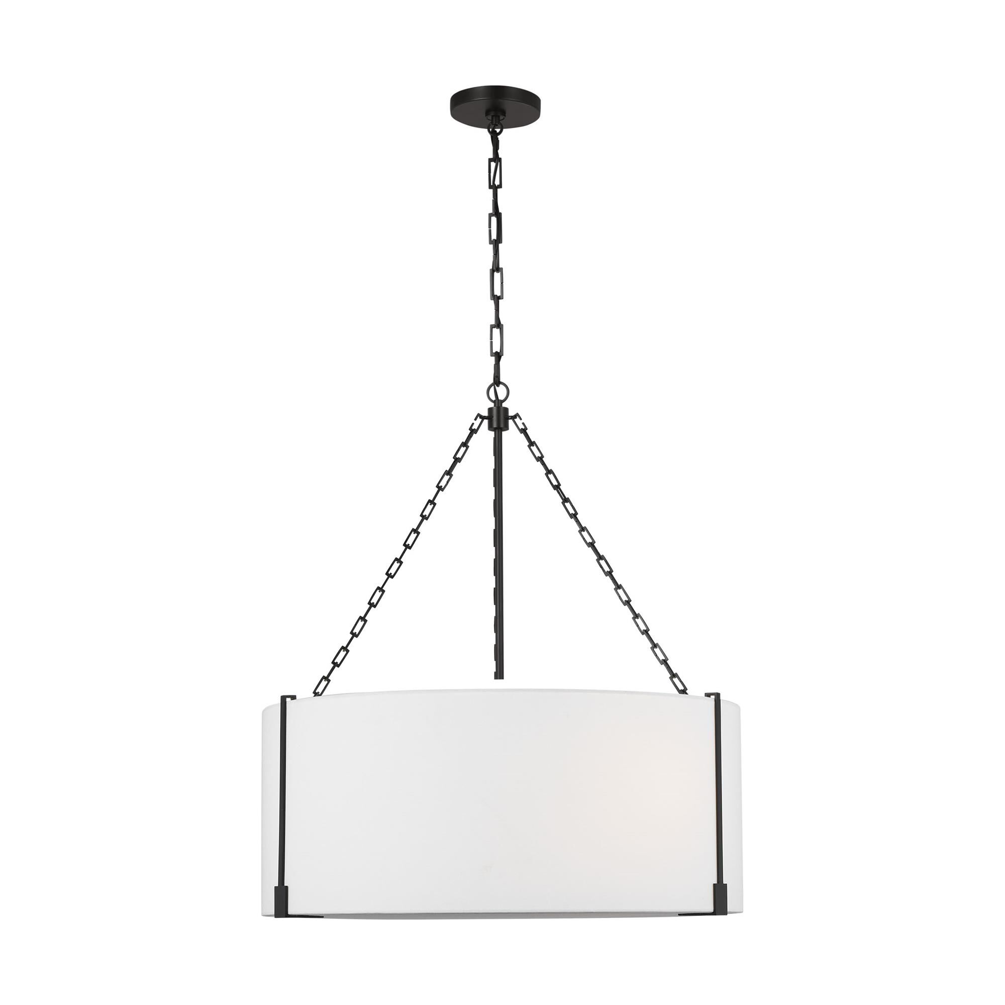 Shown in Aged Iron finish and White Linen shade