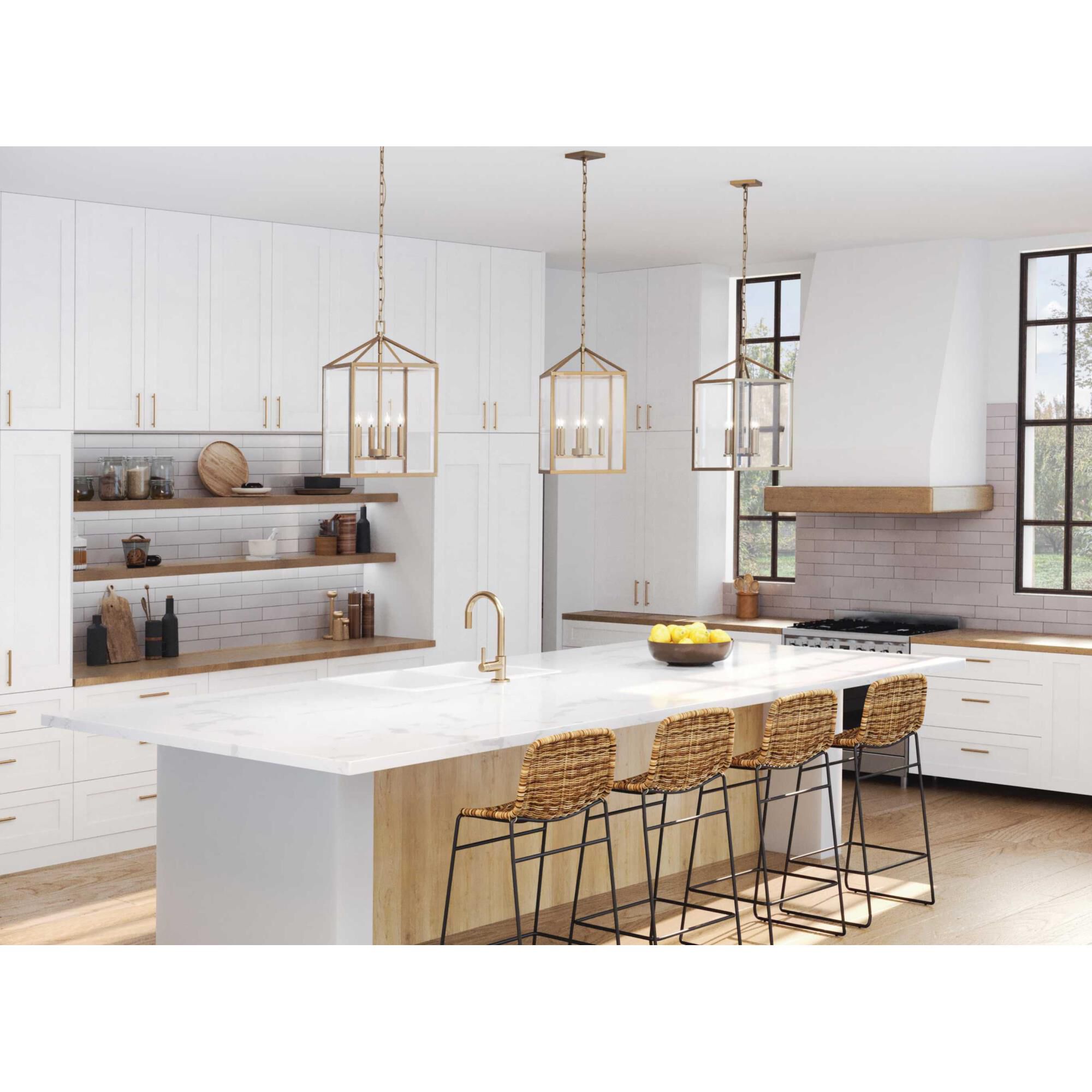 Shown in Vintage Brass finish and Clear glass