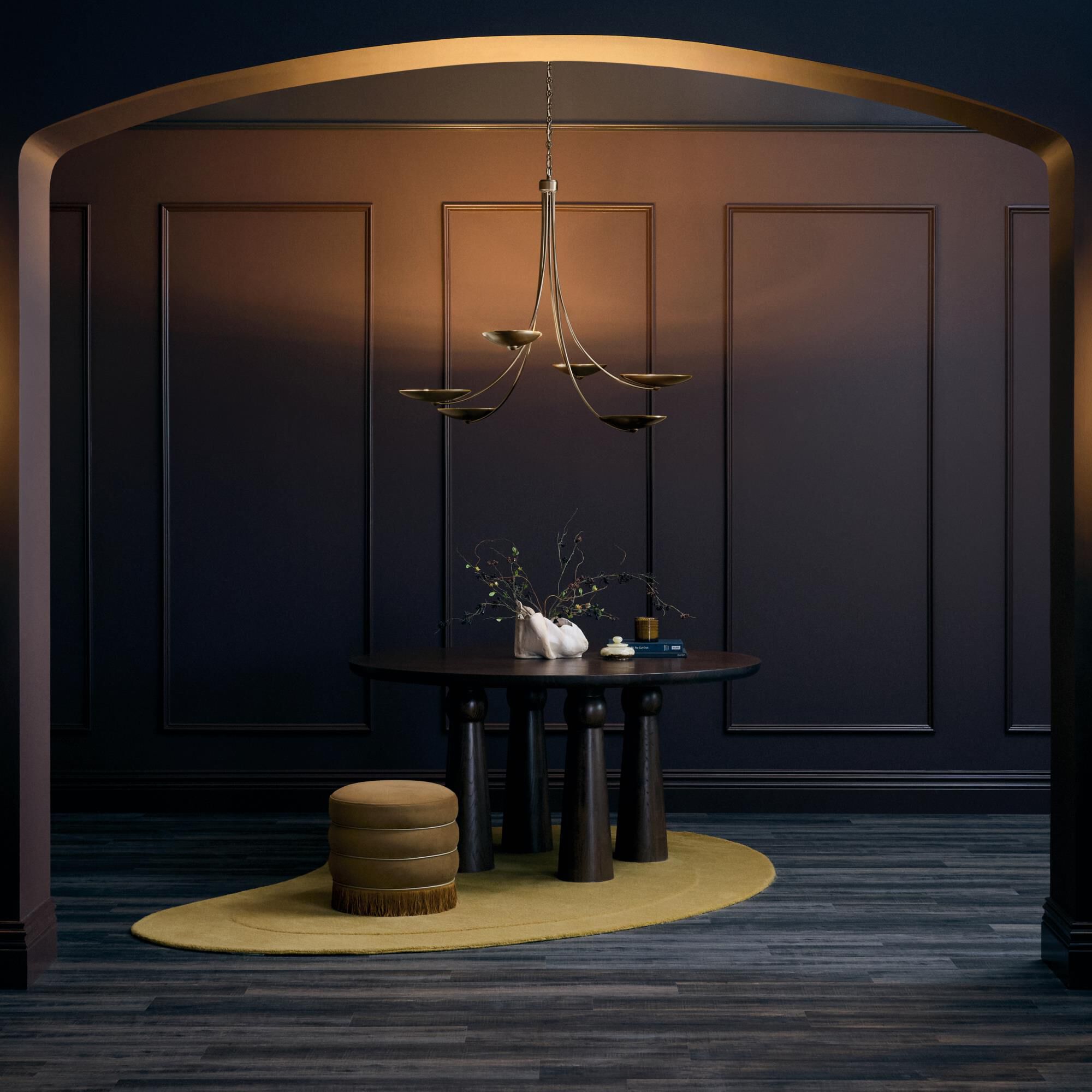 Shown in Lacquered Brass finish and Lacquered Brass and Lacquered Bronze shade