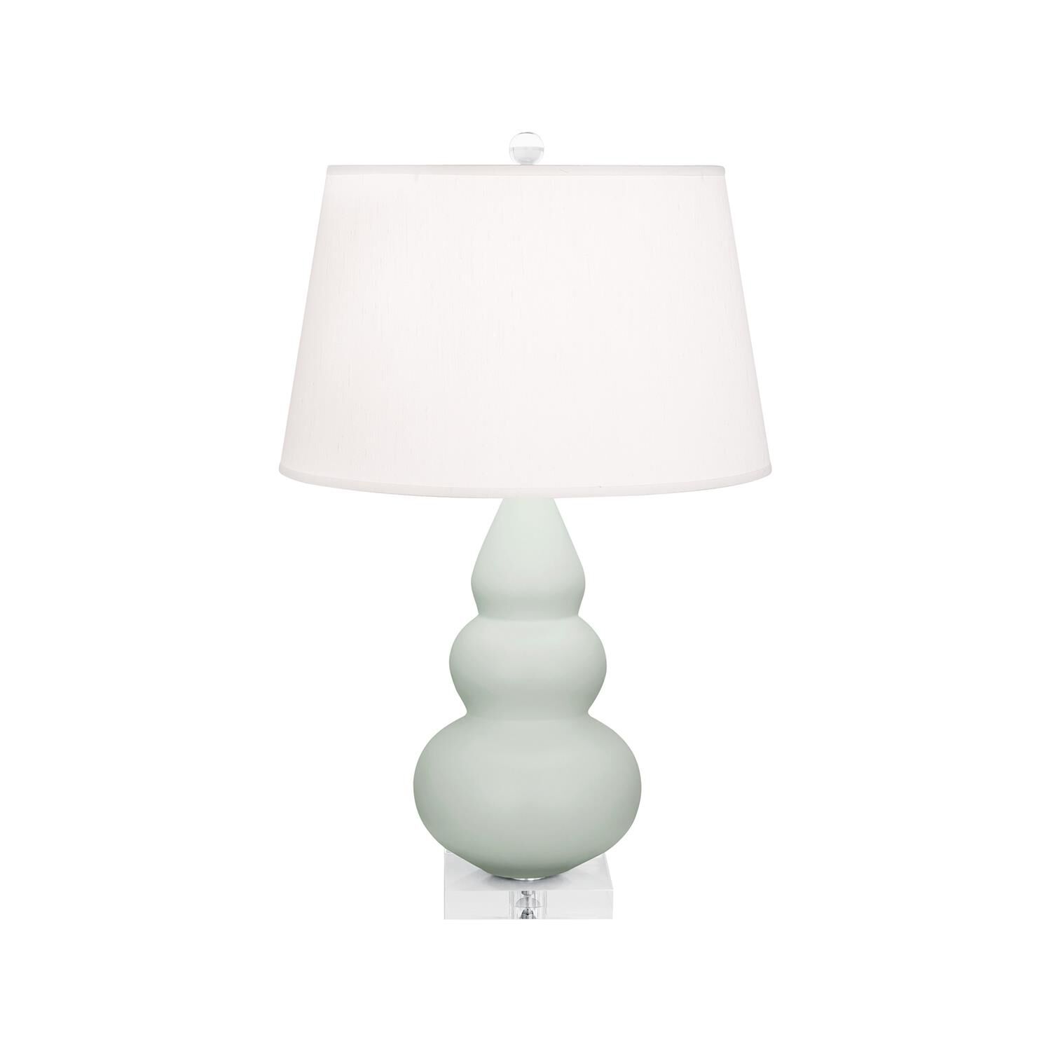 Shown in Matte Celadon finish and Pearl shade and Lucite accent