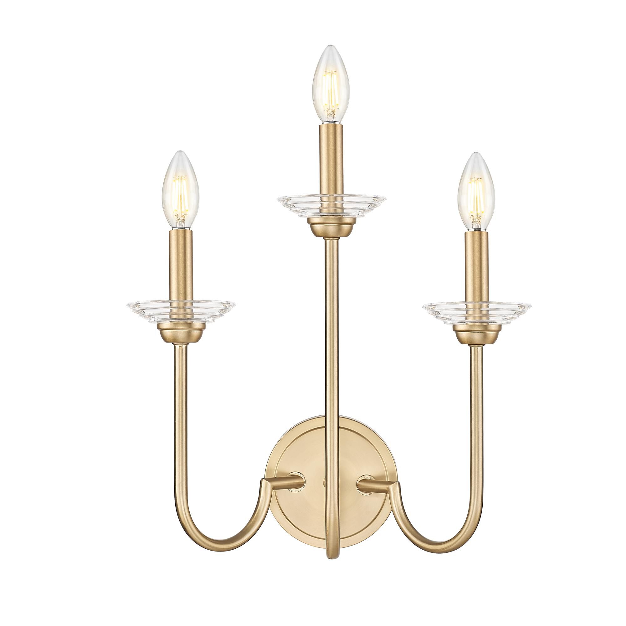 Shown in Modern Gold finish and Clear Ribbed glass and Clear Ribbed shade