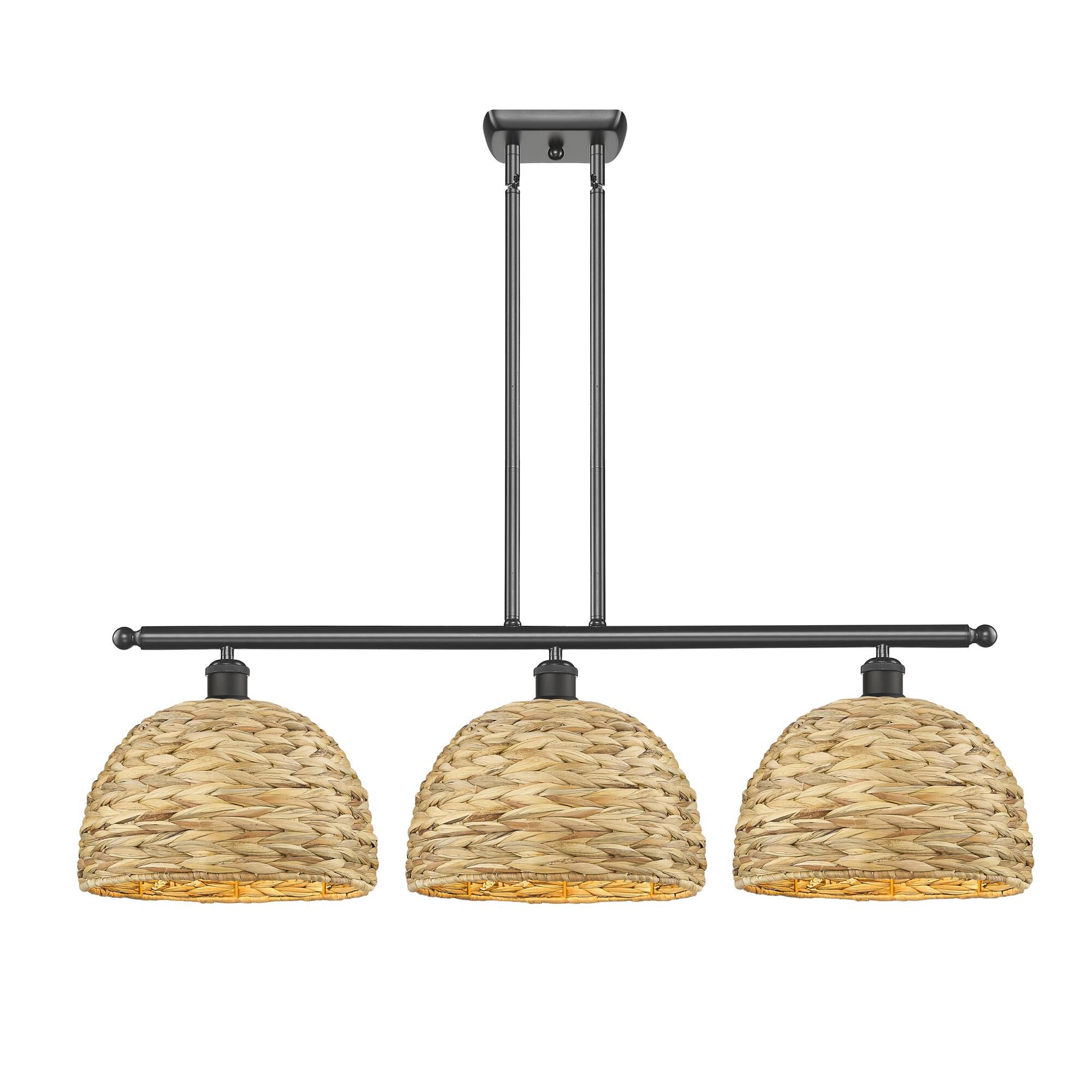 Shown in Oiled Brass finish and Natural Rattan Rattan shade