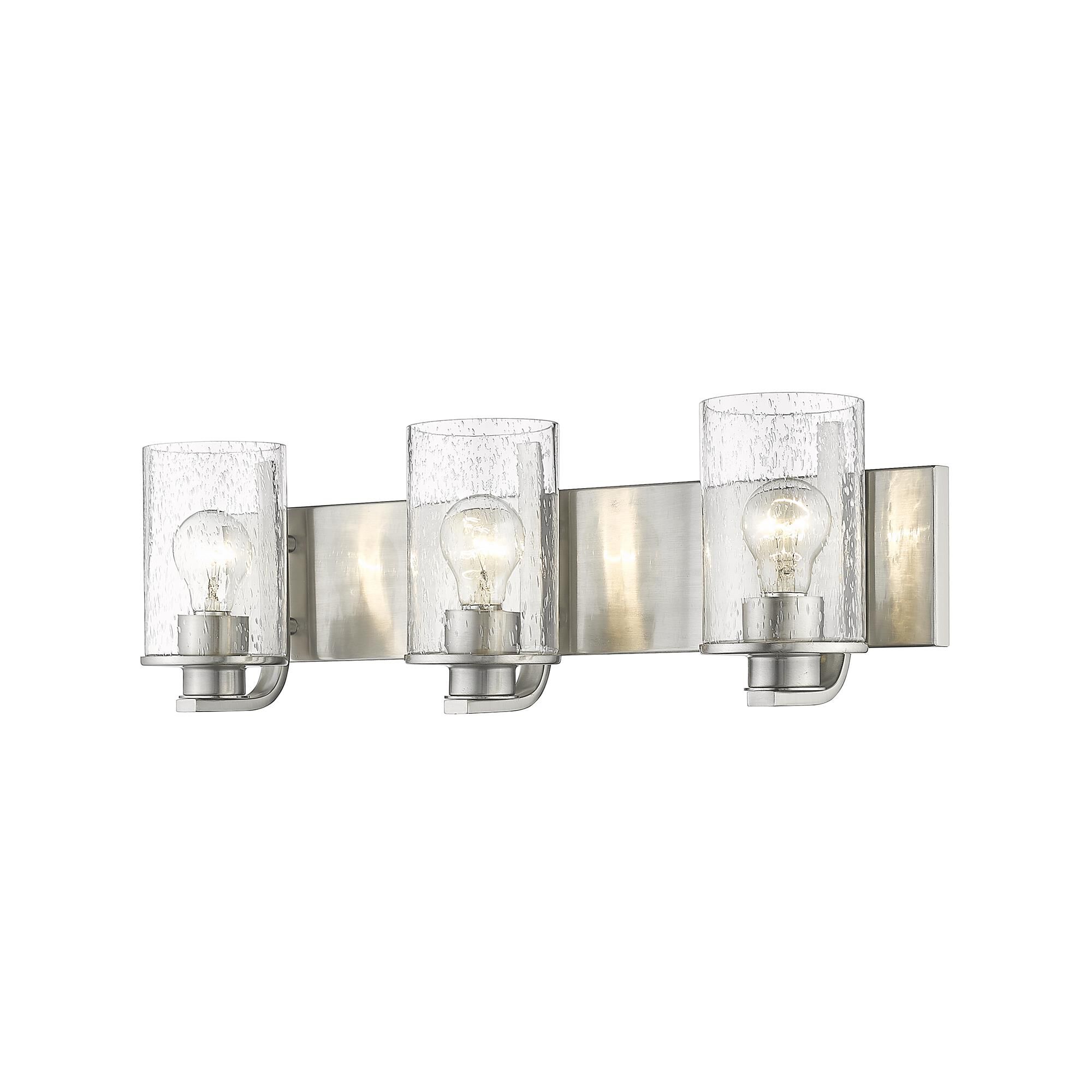 Shown in Brushed Nickel finish and Glass shade