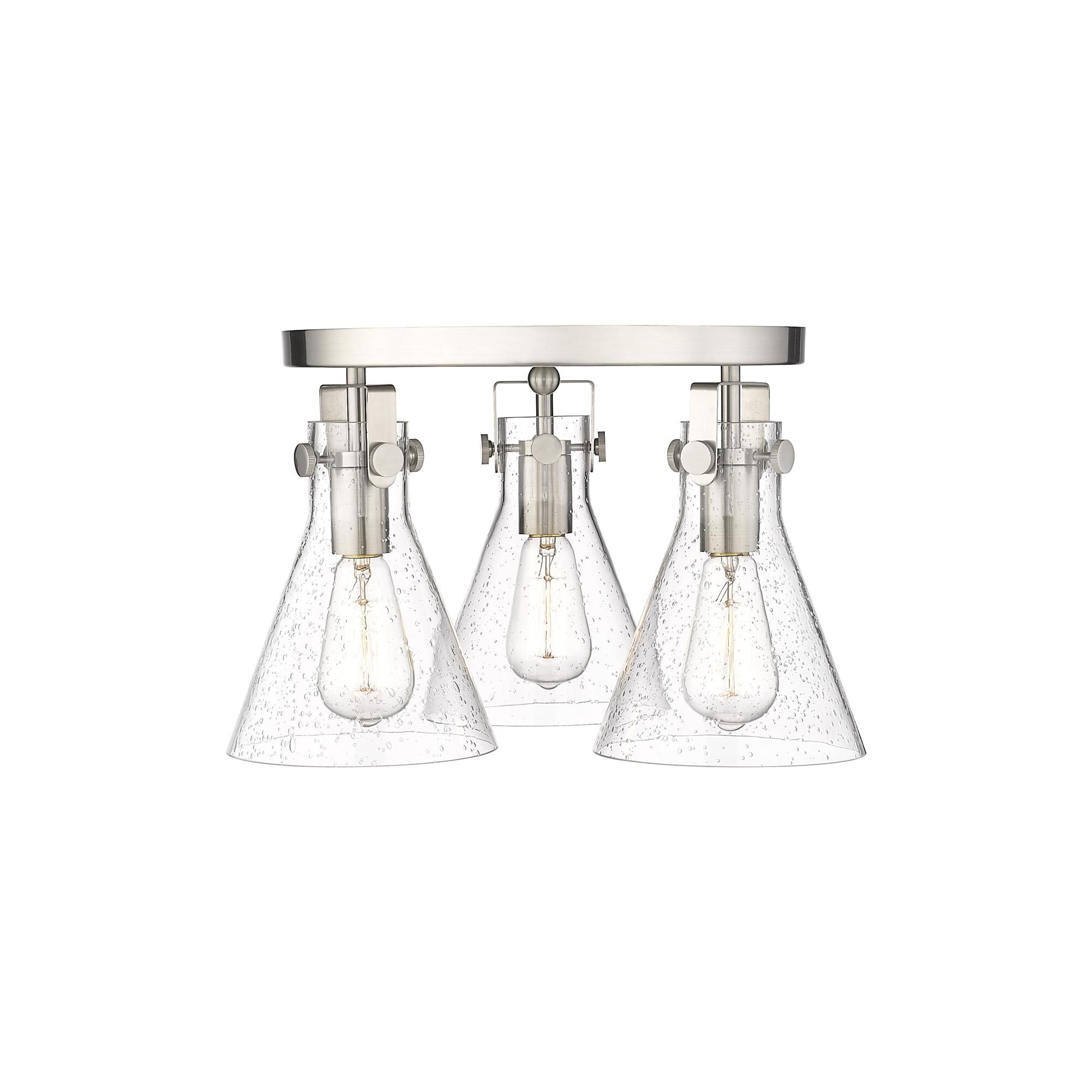 Shown in Satin Nickel finish and Seedy glass
