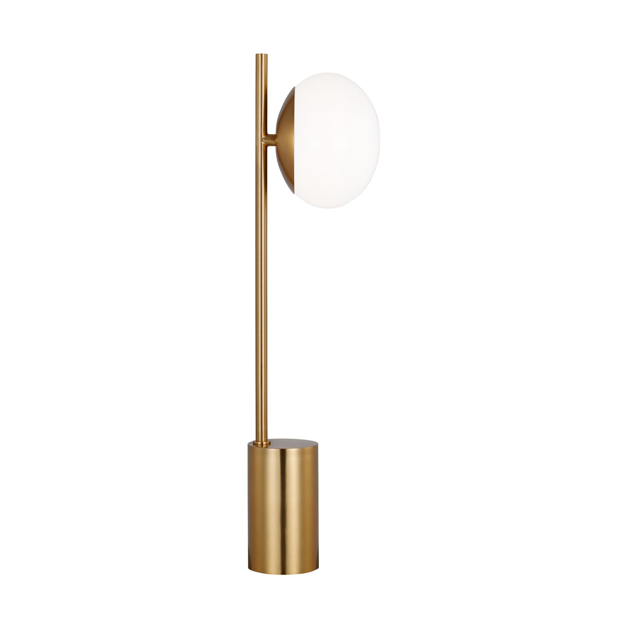 Shown in Burnished Brass finish and Milk White Glass shade
