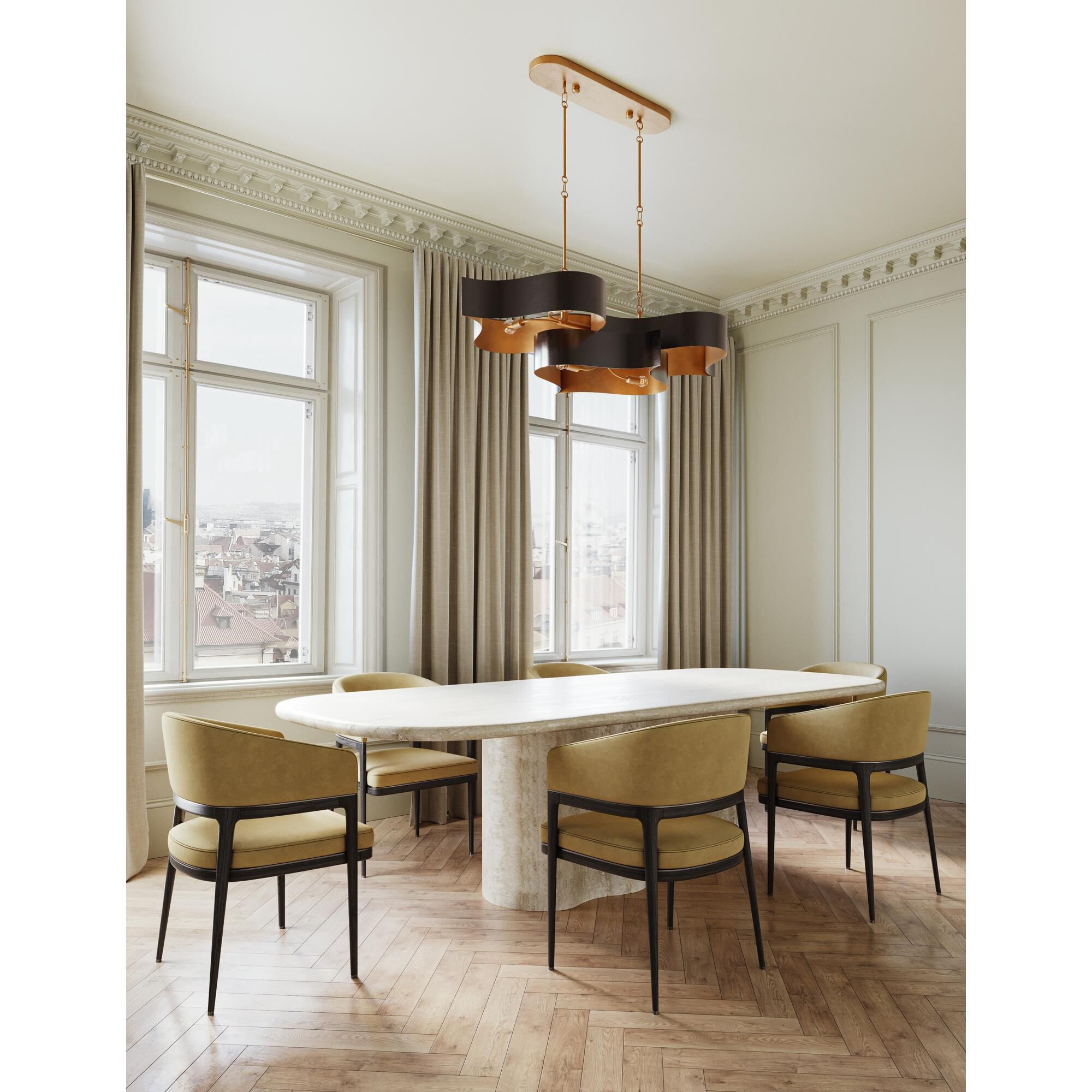 Grand Lotus 51 Inch Linear Suspension Light by Currey and Company