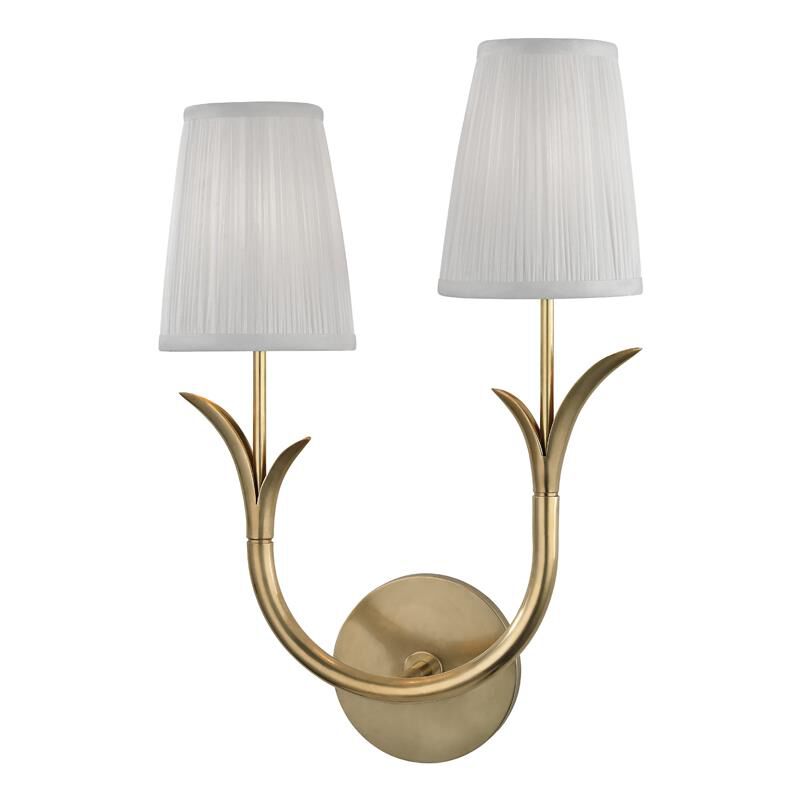 Shown in Aged Brass finish and White Silk shade