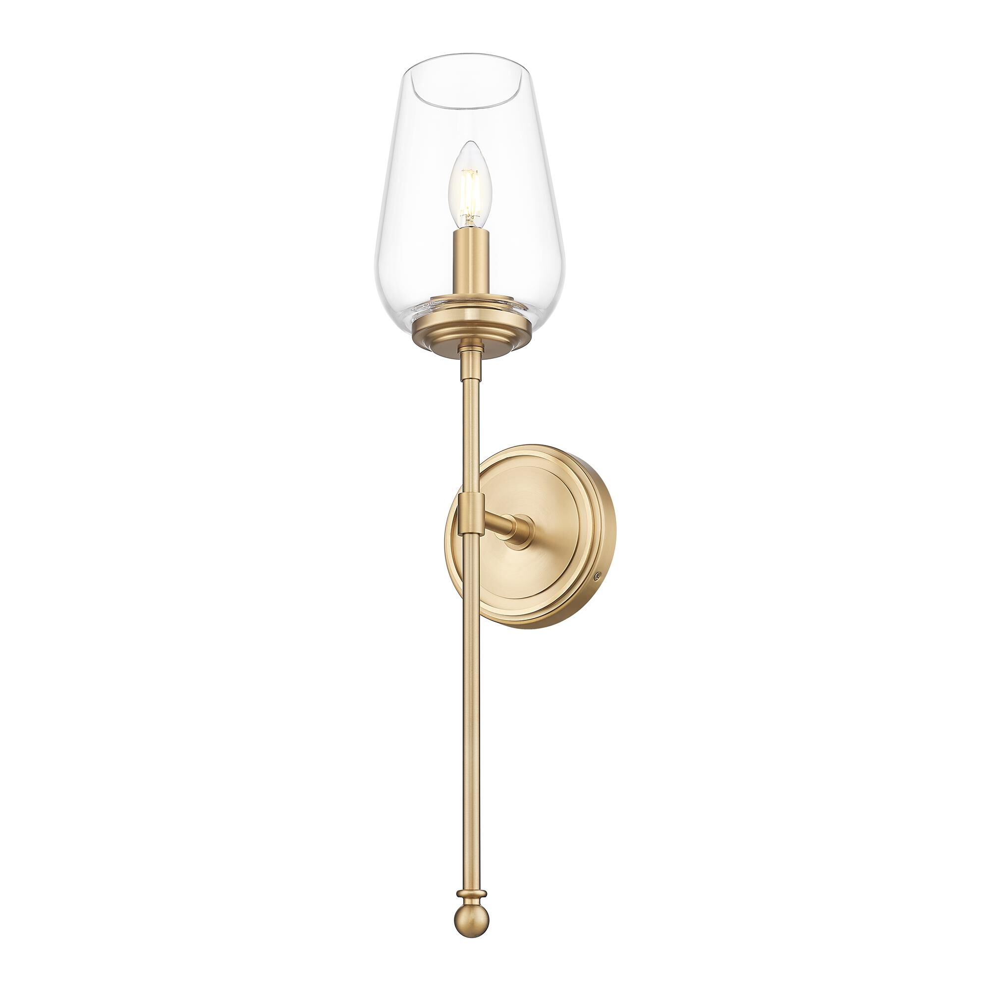 Shown in Modern Gold finish and Clear glass