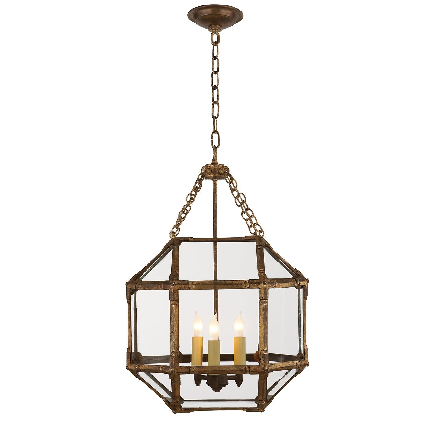 Shown in Gilded Iron finish and Clear glass and White Glass shade and Polished Nickel accent
