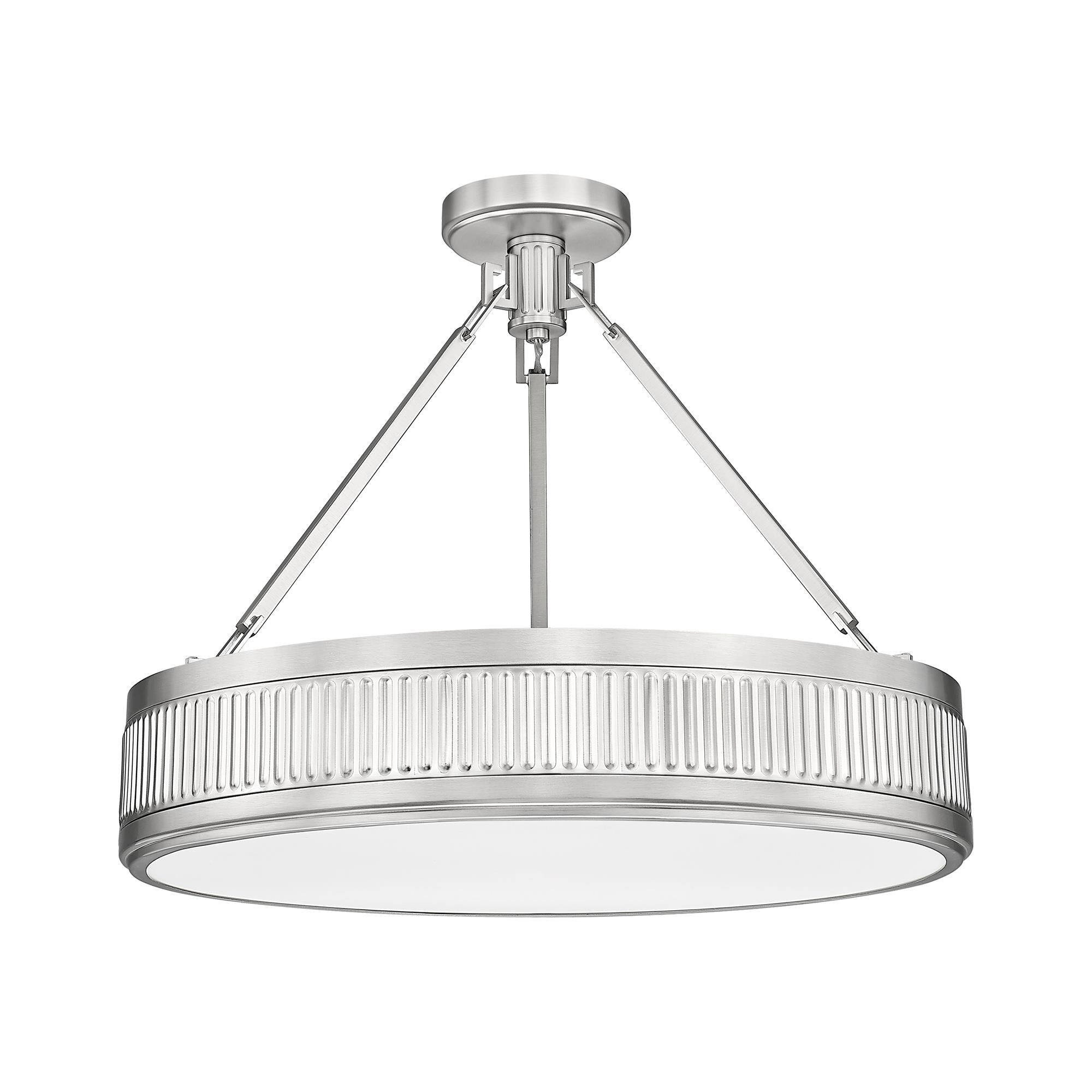 Shown in Satin Nickel finish and White glass