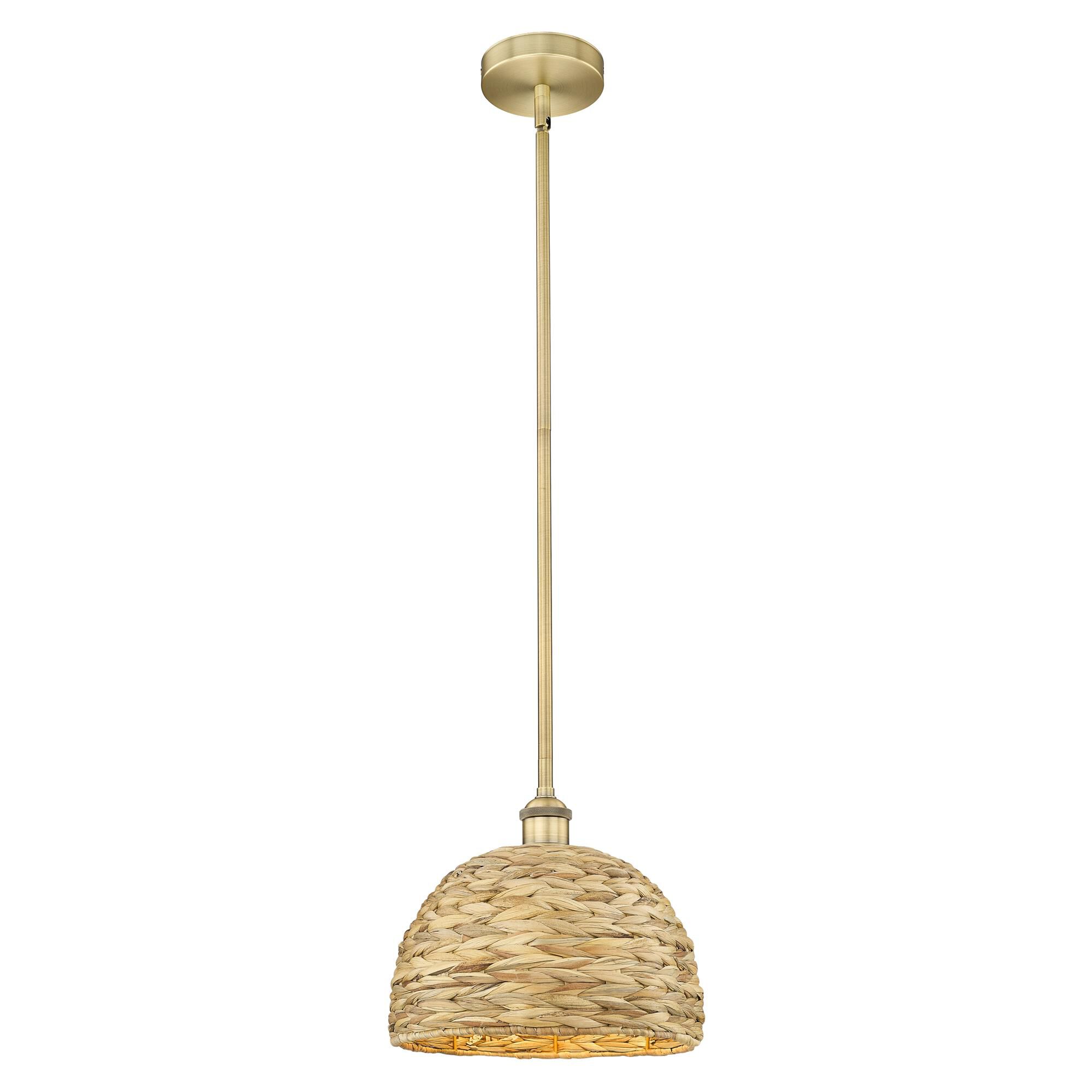 Shown in Brushed Brass finish and Natural shade