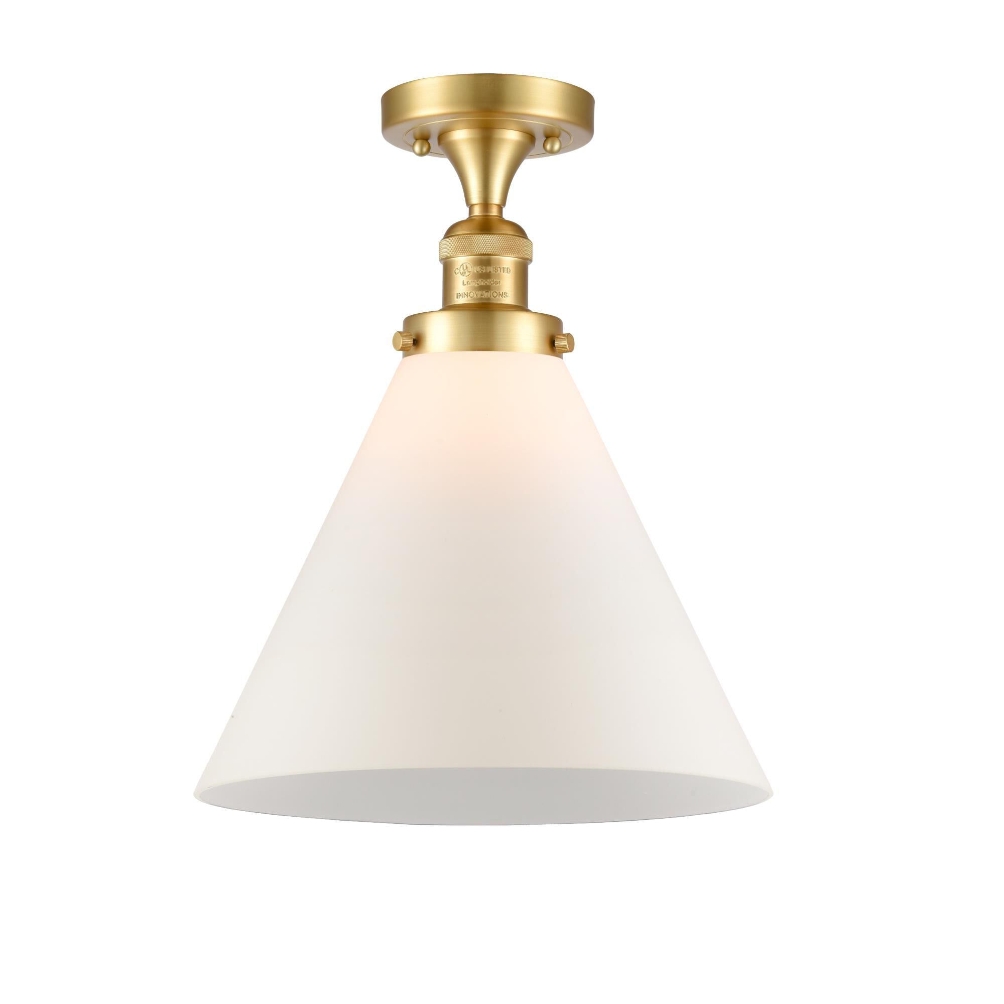 Shown in Satin Gold finish and Matte White Cased X-Large Cone glass