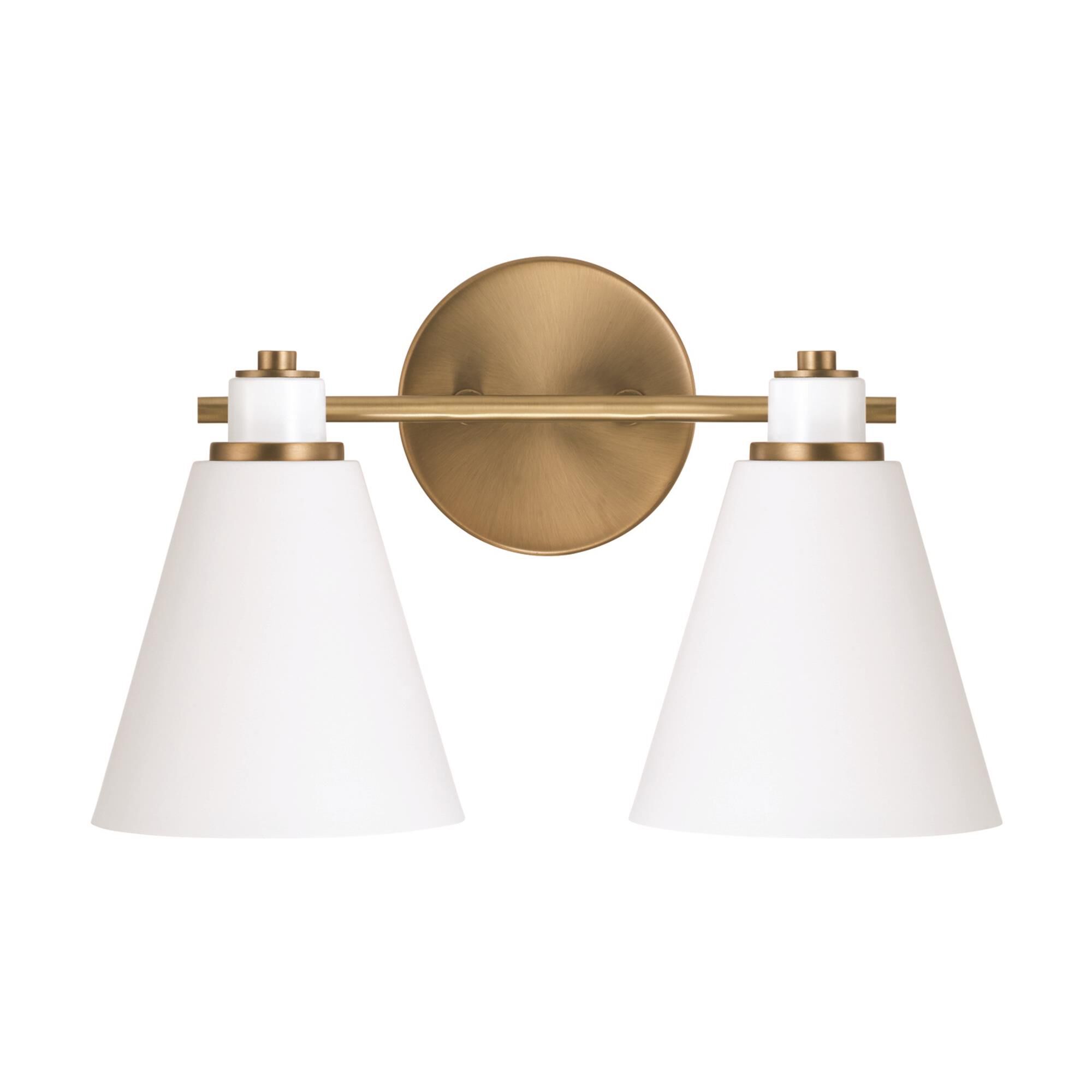 Shown in Aged Brass and White finish and White Metal  with White Interior shade