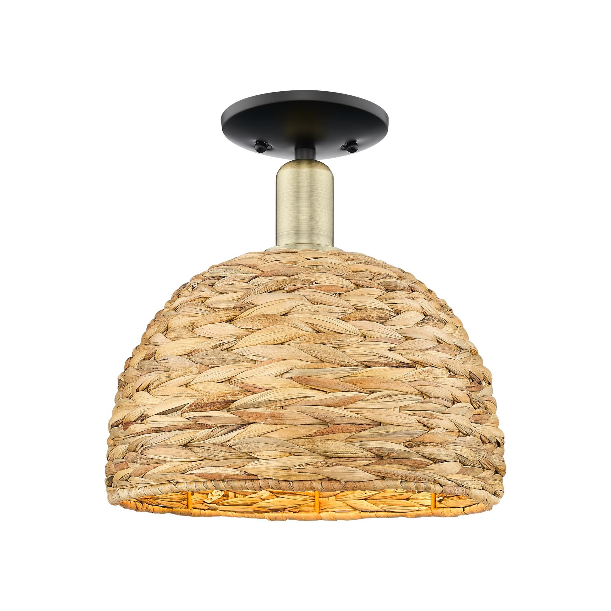 Bruno Marashlian Woven Rattan 12 Inch Semi Flush Mount by Innovations Lighting