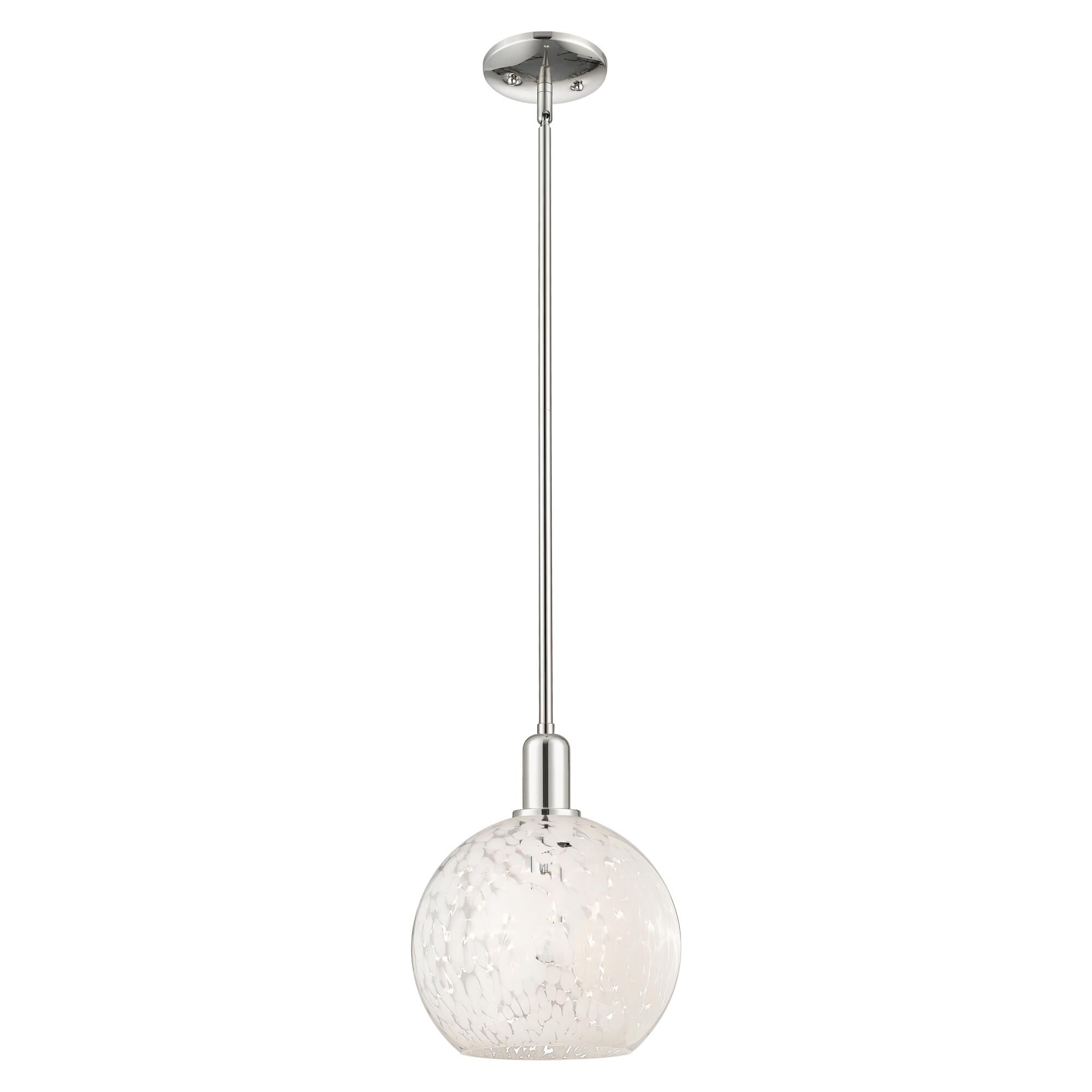 Shown in Polished Nickel finish and White Mouchette glass