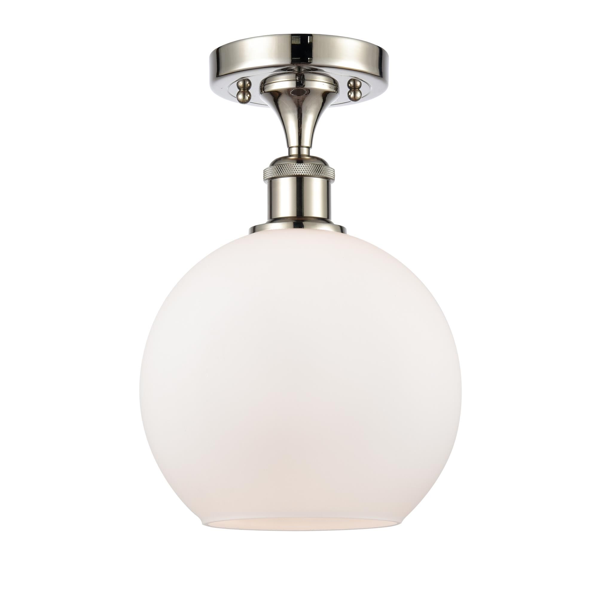 Shown in Polished Nickel finish and Cased Matte White Athens glass