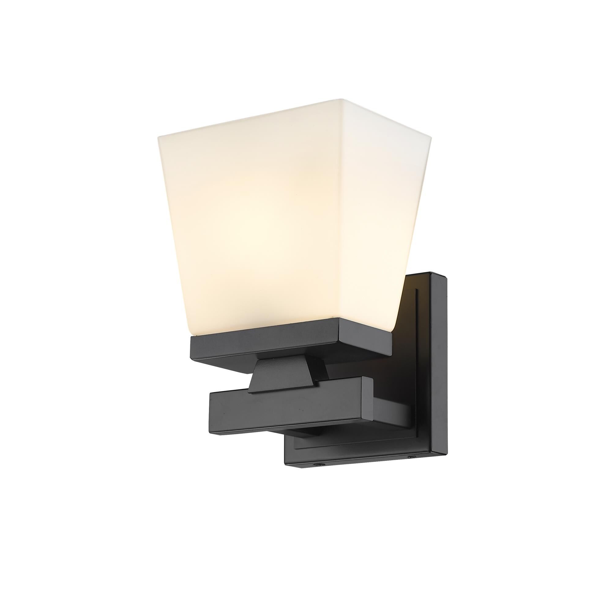 Shown in Matte Black finish and Glass shade