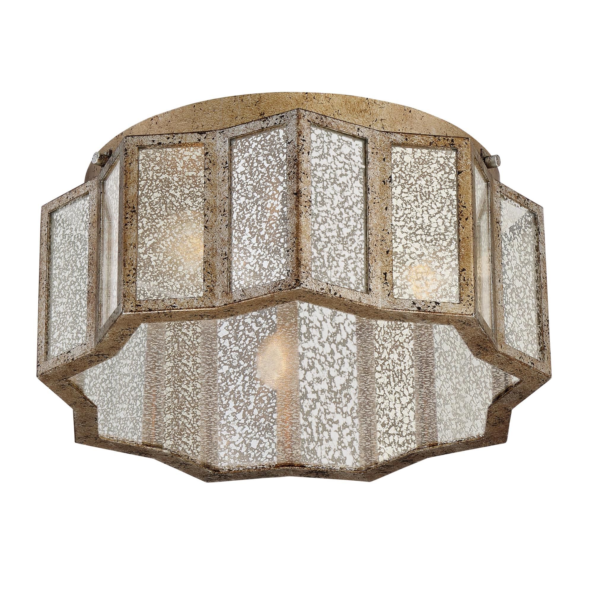 Shown in Aged Gold finish and Antique Mercury Panel glass