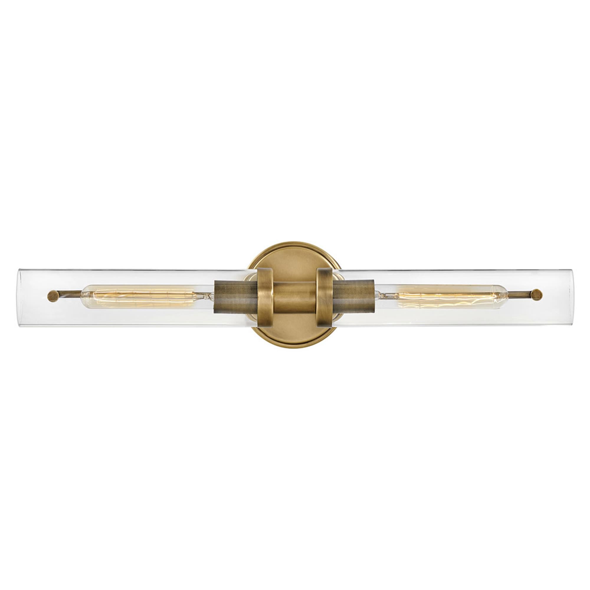 Shown in Heritage Brass finish and Clear glass and Heritage Brass accent