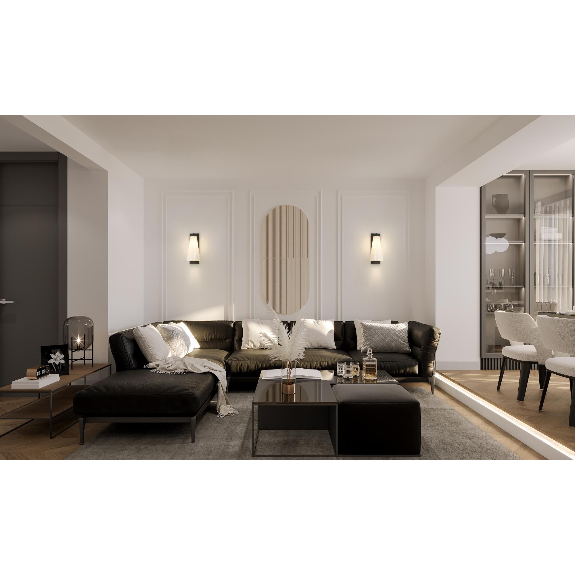 Shown in Matte Black finish and White glass and White shade