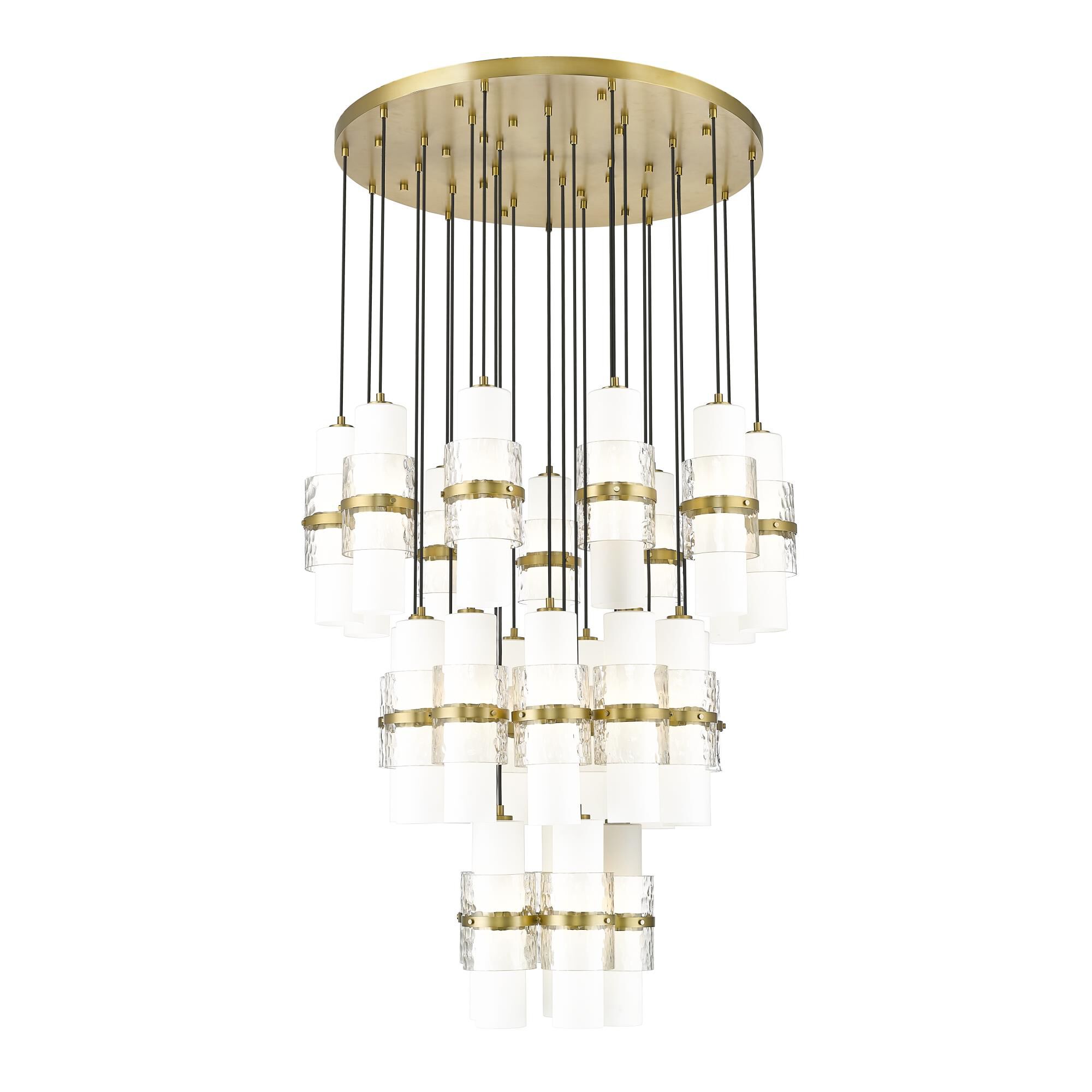 Shown in Modern Gold finish and Clear + Etched Opal glass and Clear + Etched Opal shade