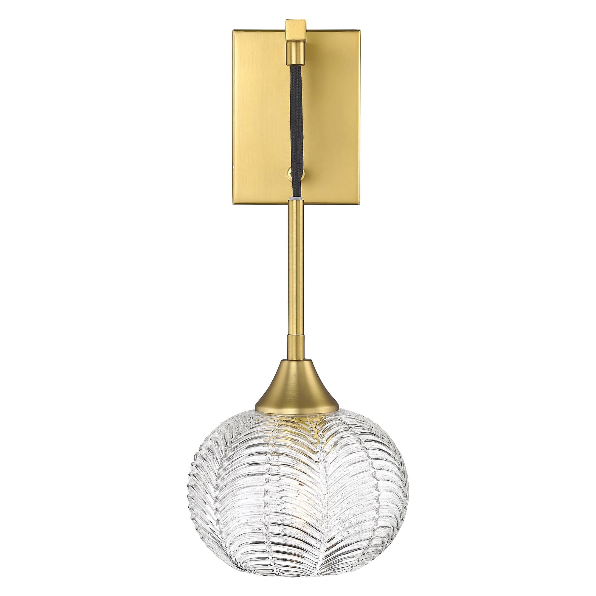 Shown in Brushed Brass finish and Clear shade