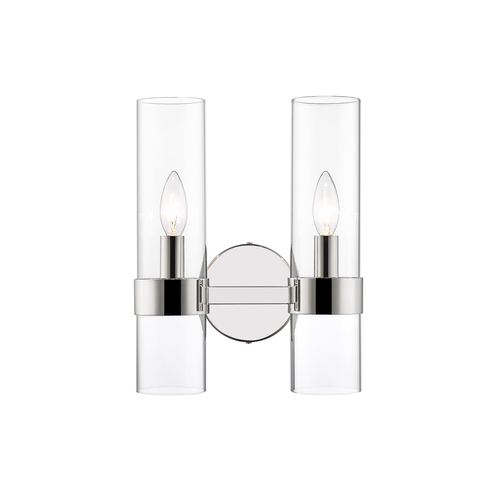 Shown in Polished Nickel finish and Glass shade