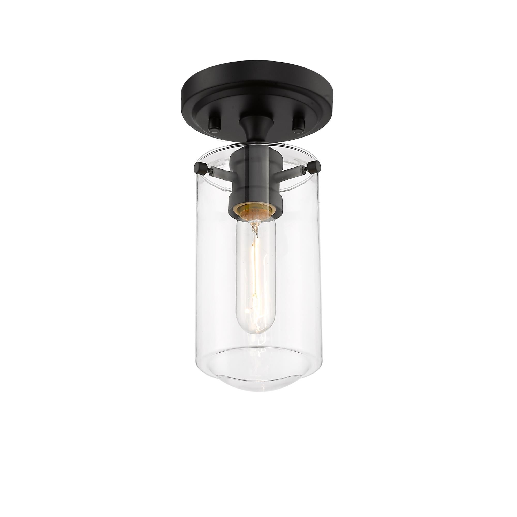 Shown in Matte Black finish and Glass shade