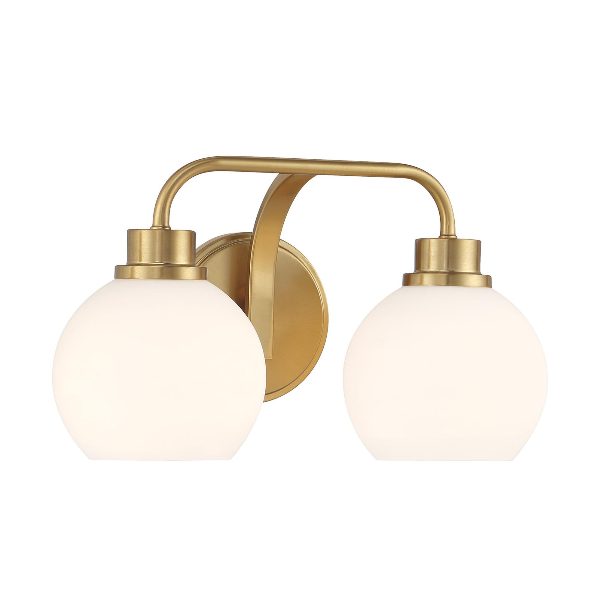 Shown in Natural Brass finish and White Opal glass