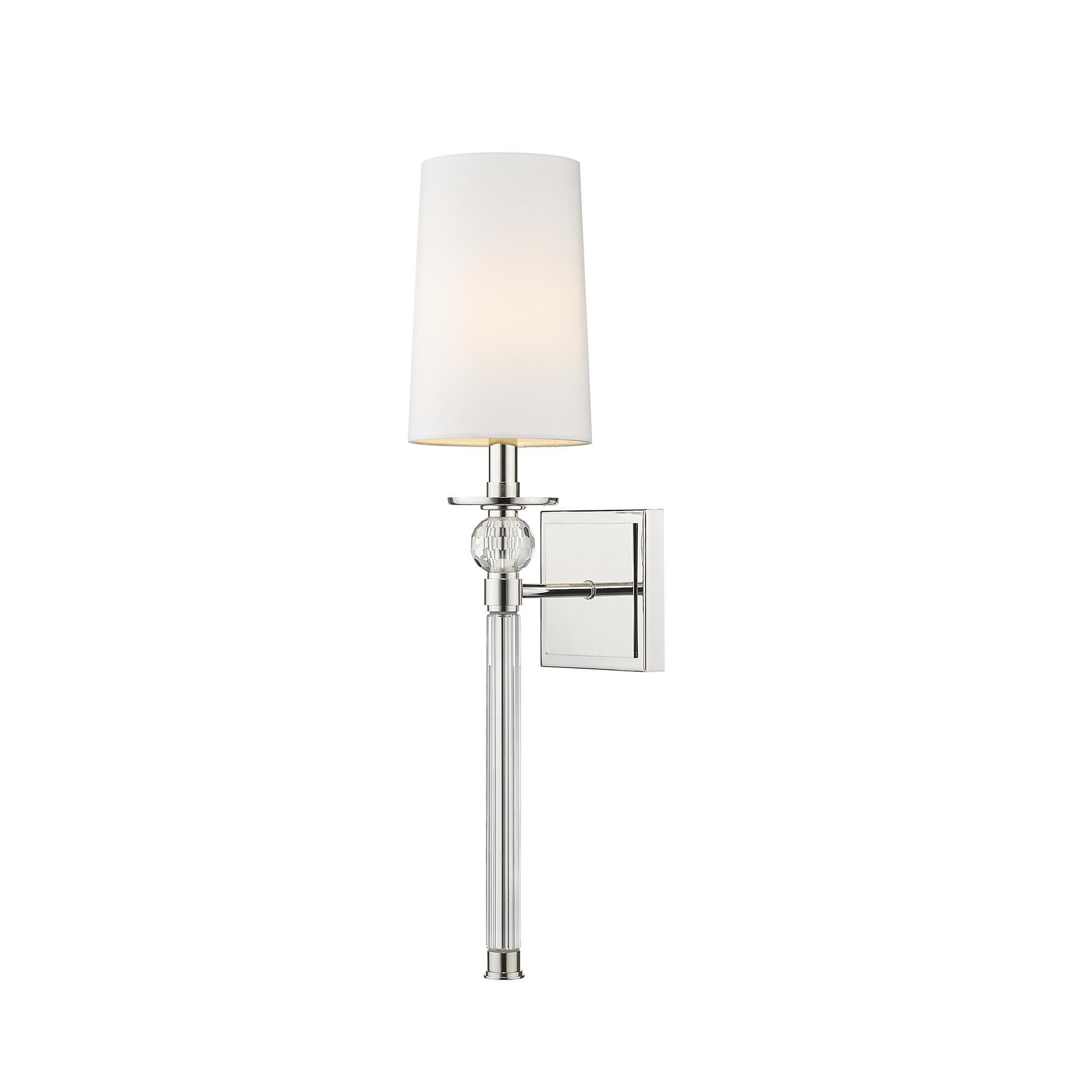 Shown in Polished Nickel finish and Fabric glass and Fabric shade