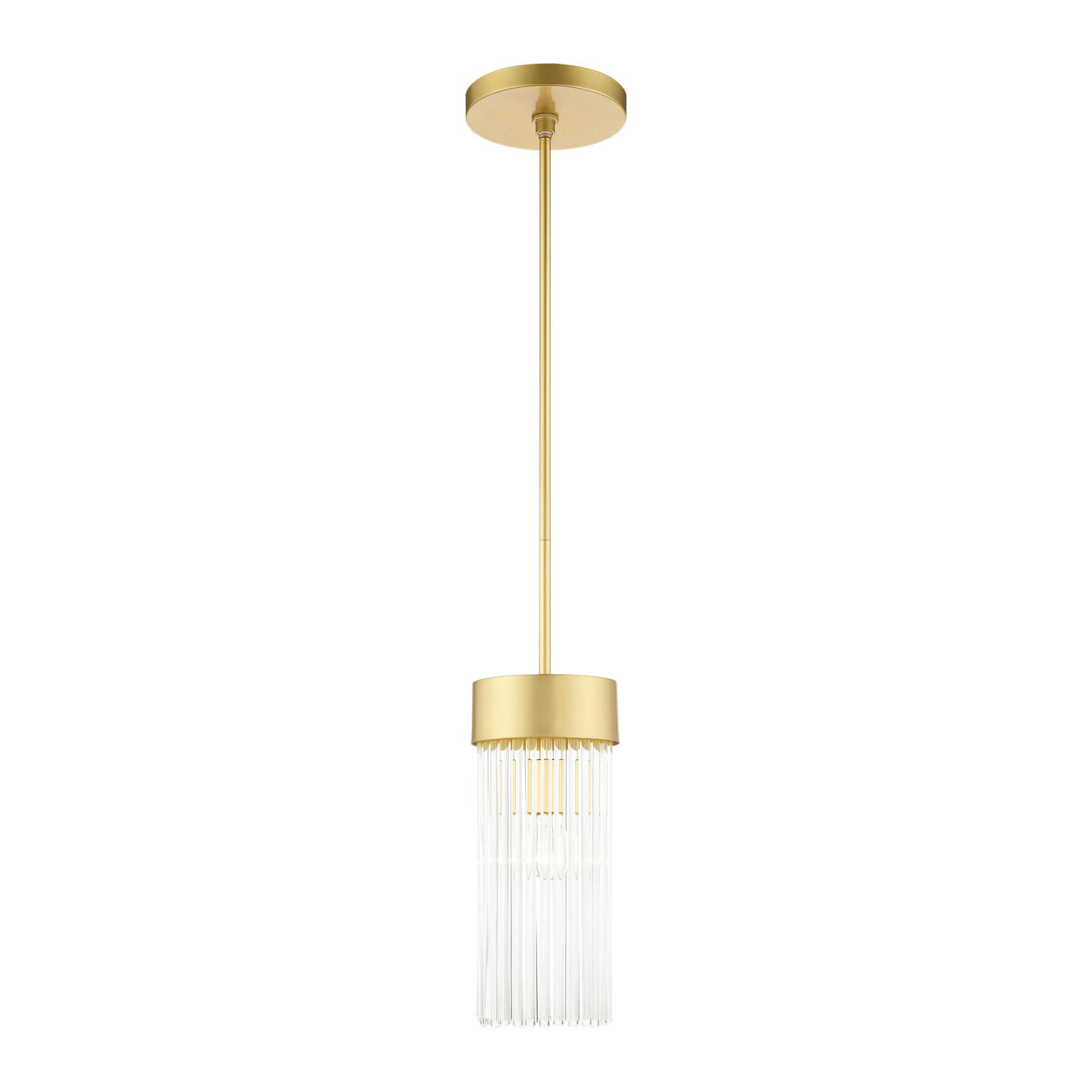 Shown in Soft Gold finish and Soft Gold Drum Shade With Clear Crystal Rods glass and Soft Gold Drum  With Clear Crystal Rods shade