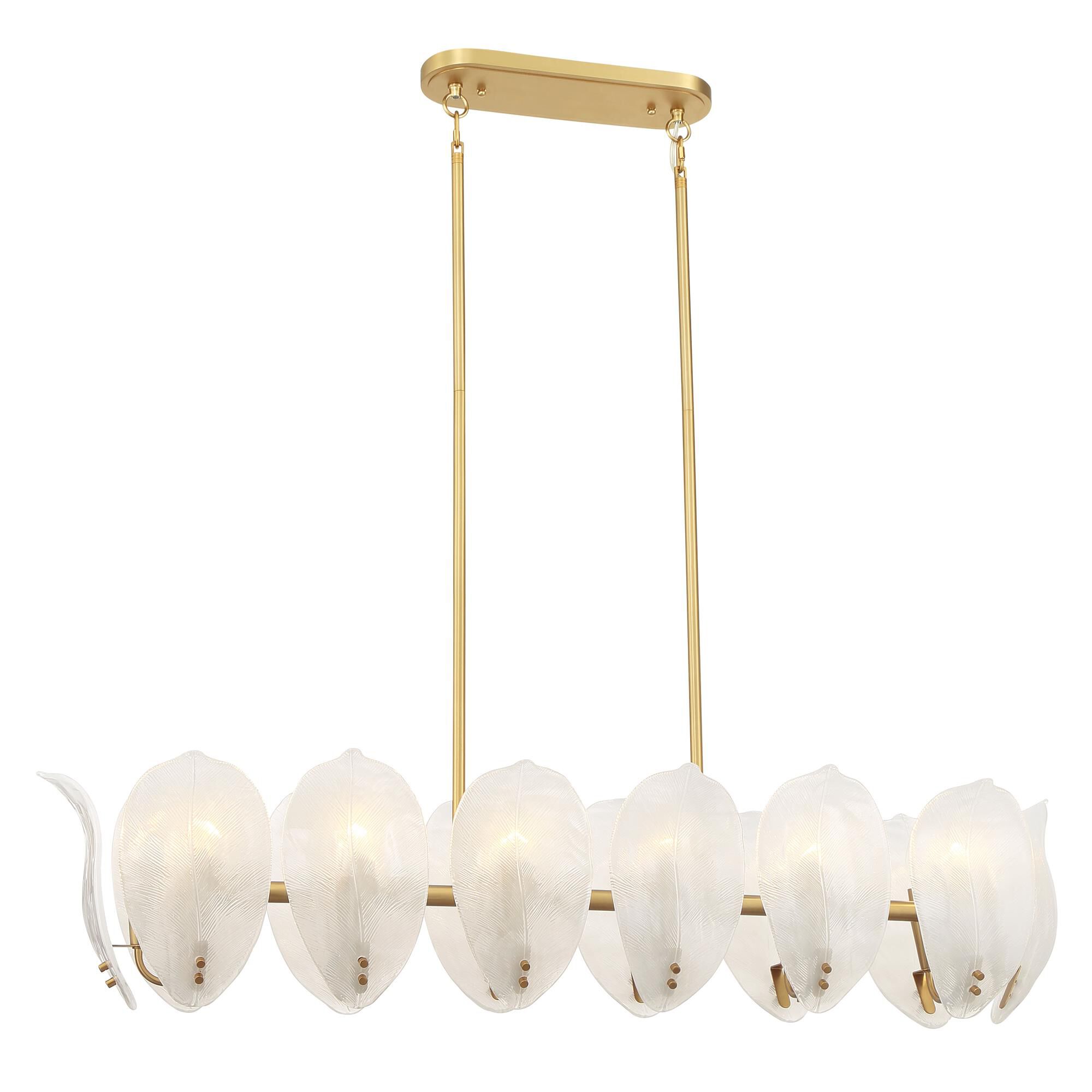 Shown in Legacy Brass finish and White Handmade glass