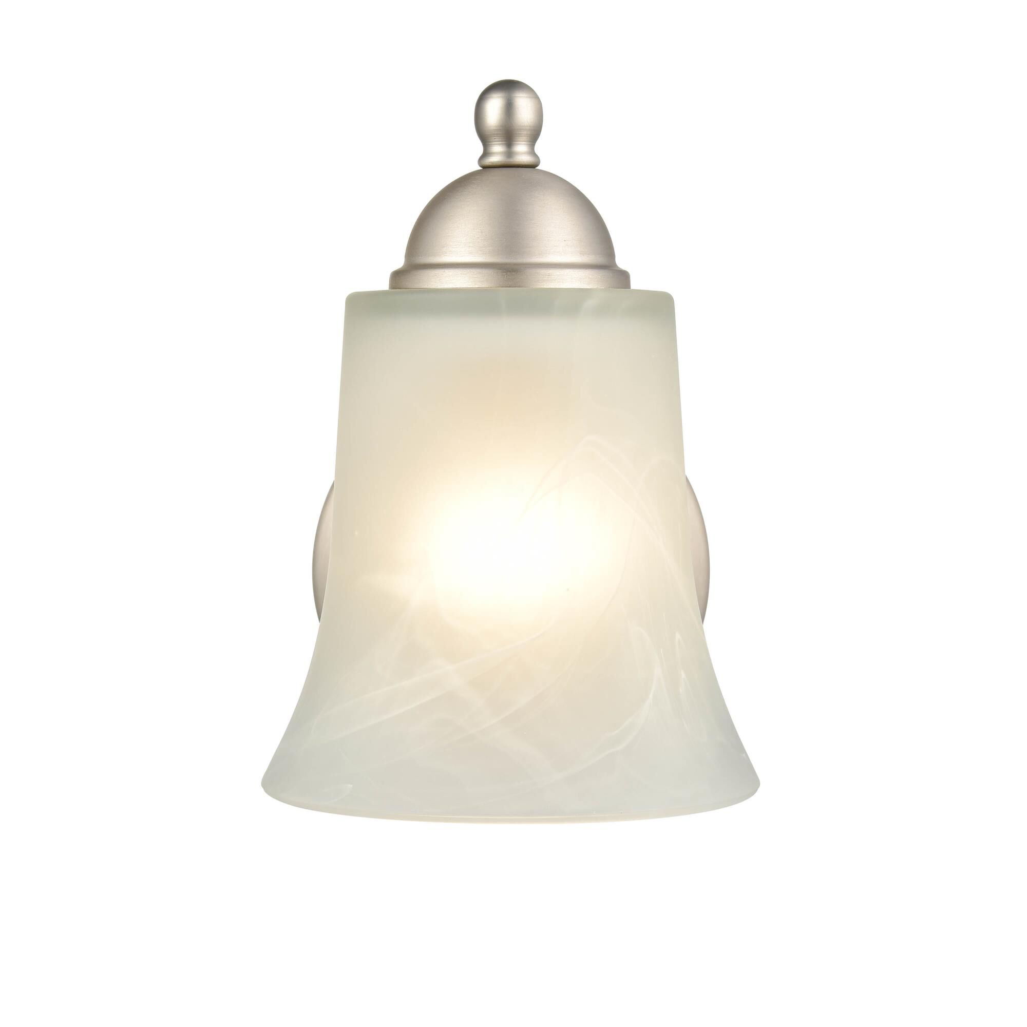 Shown in Satin Nickel finish and Faux Alabaster glass