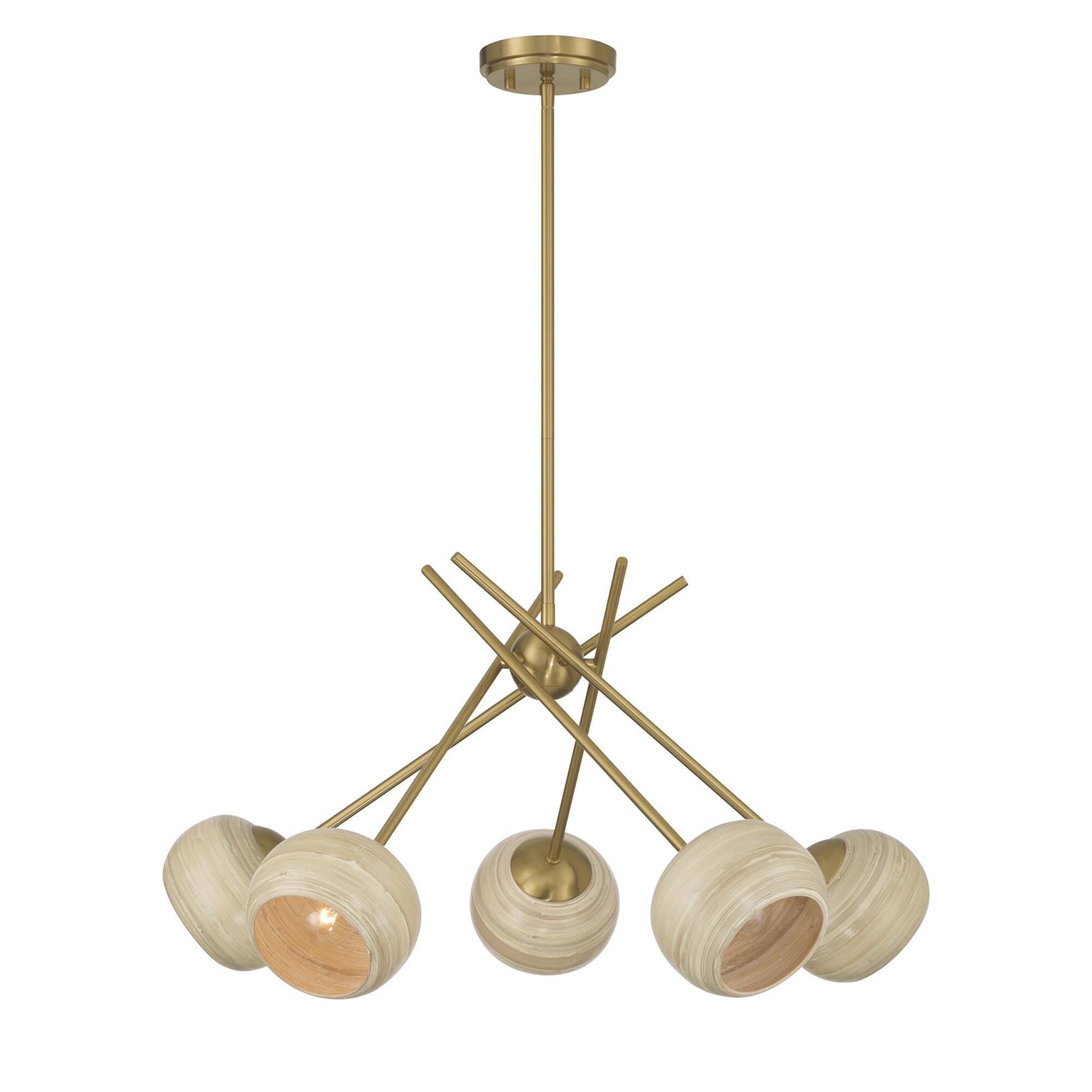 Shown in Warm Brass finish and Spun Bamboo shade