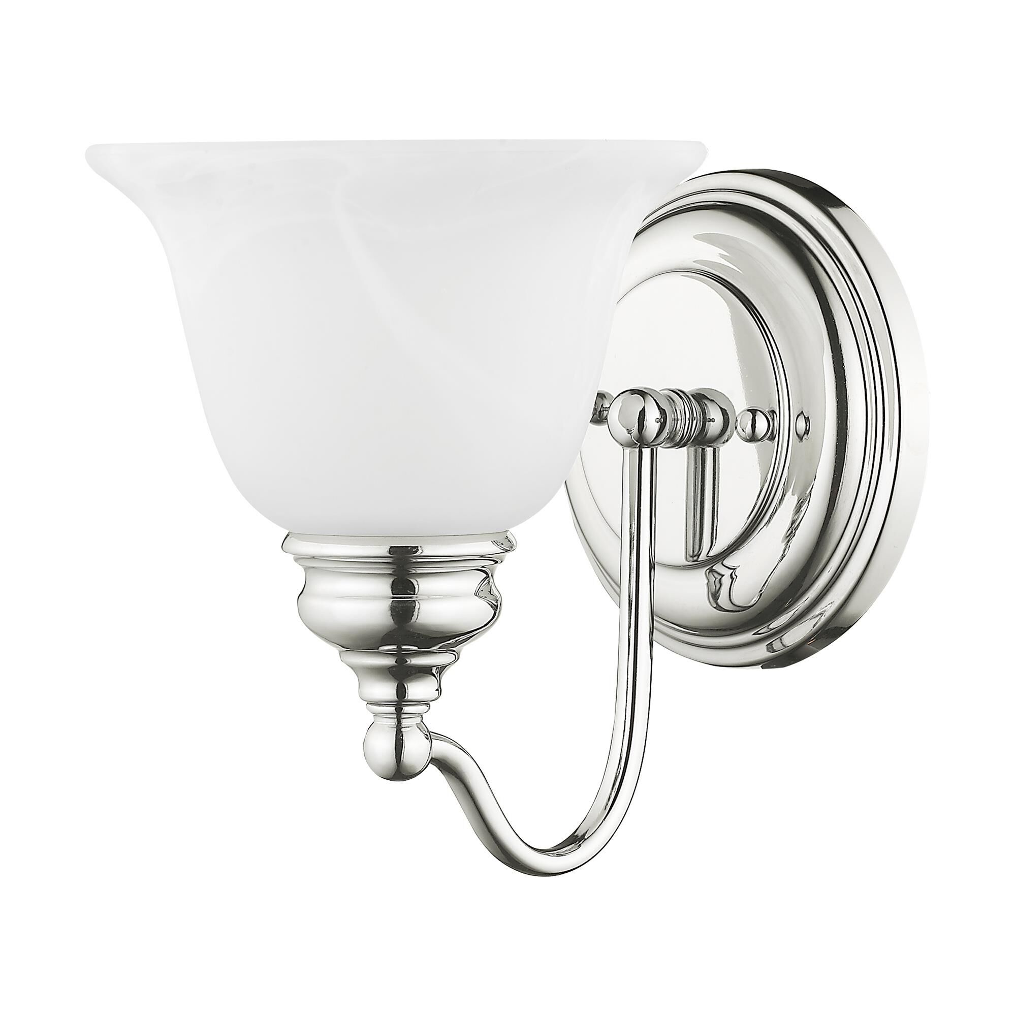 Shown in Chrome finish and White Alabaster glass