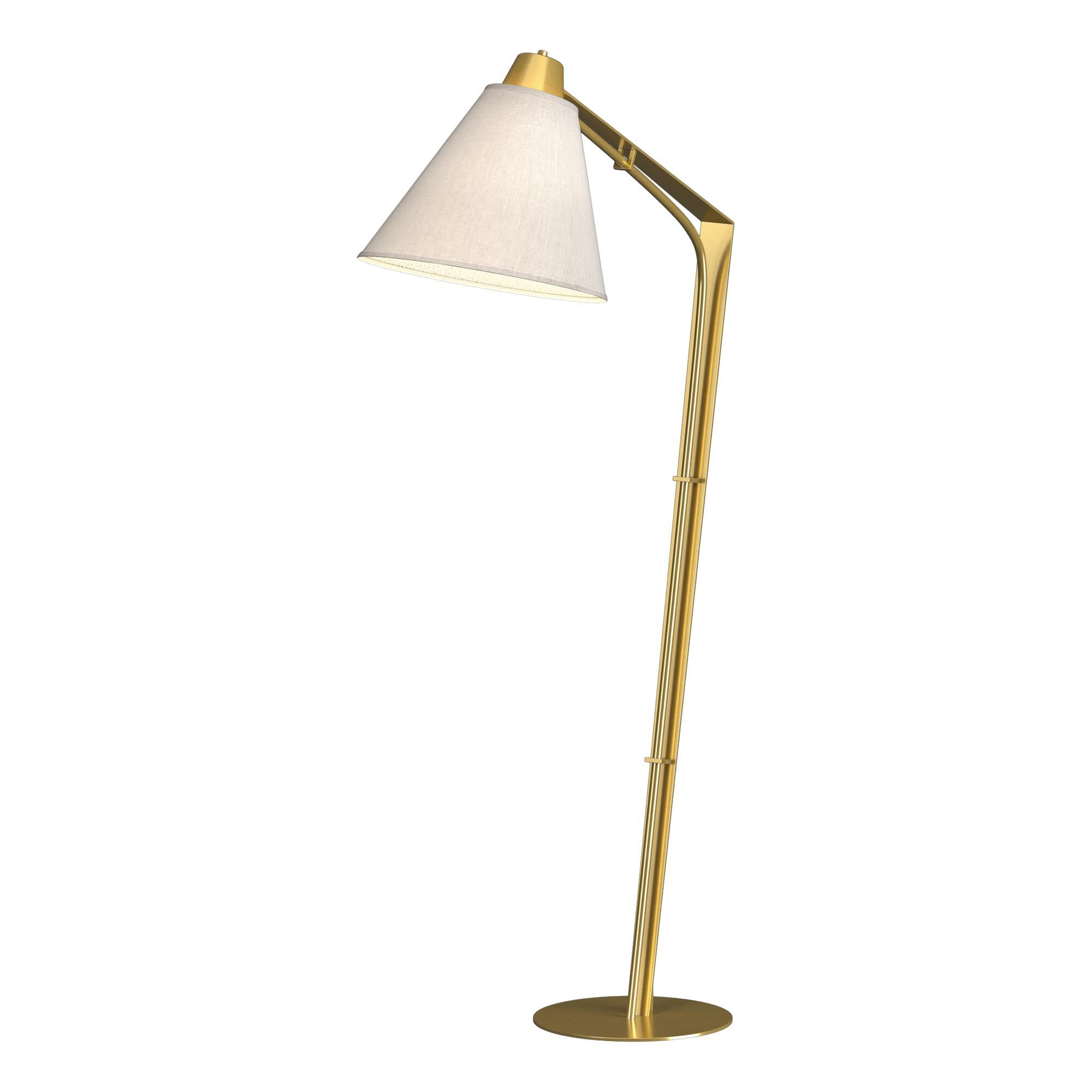Shown in Modern Brass finish and Flax shade