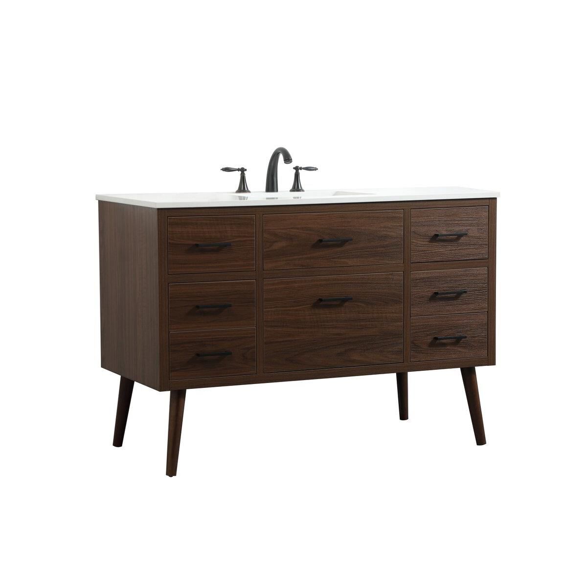 Shown in Walnut finish and Without Backsplash accent