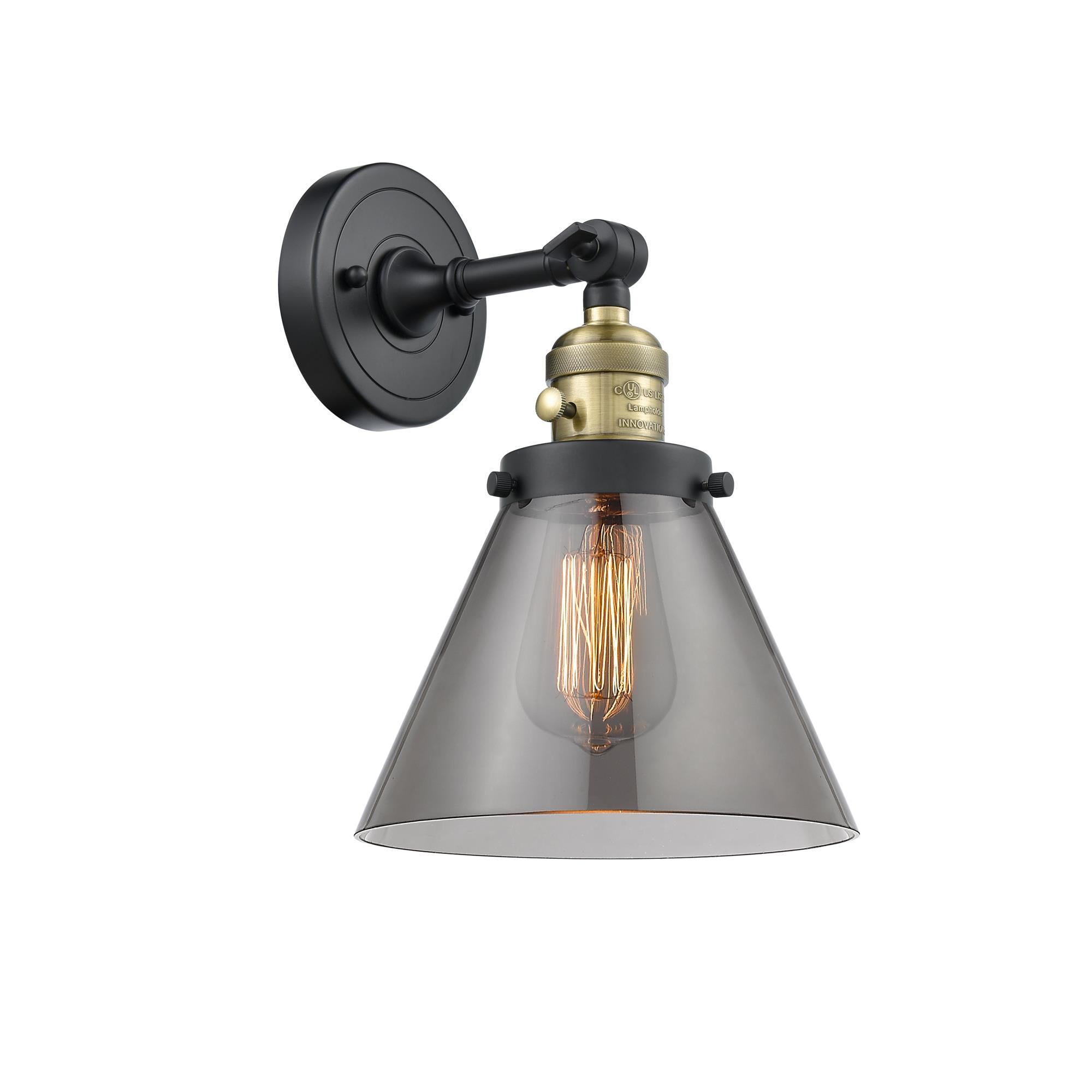 Shown in Black Antique Brass finish and Smoked glass