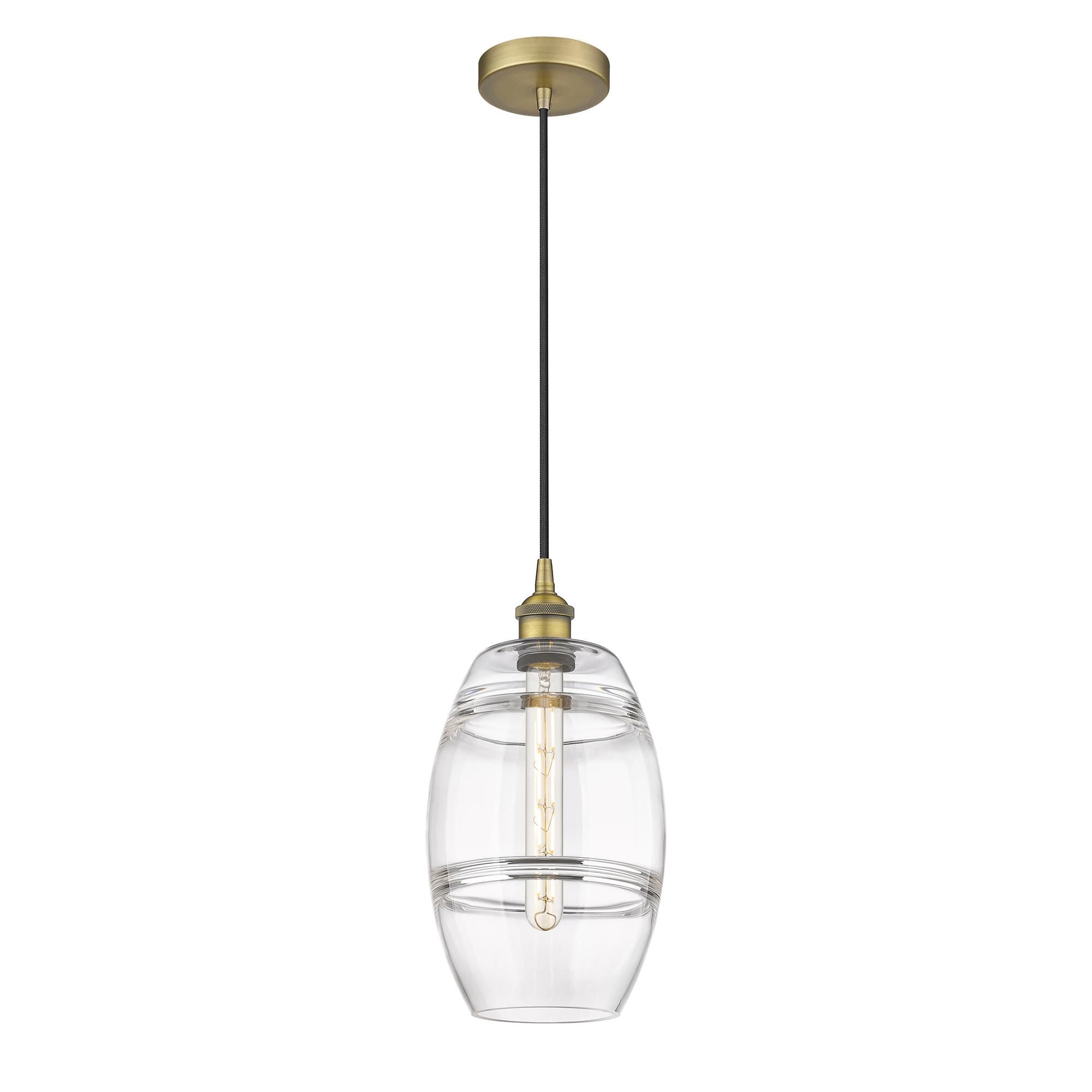 Shown in Brushed Brass finish and Clear glass