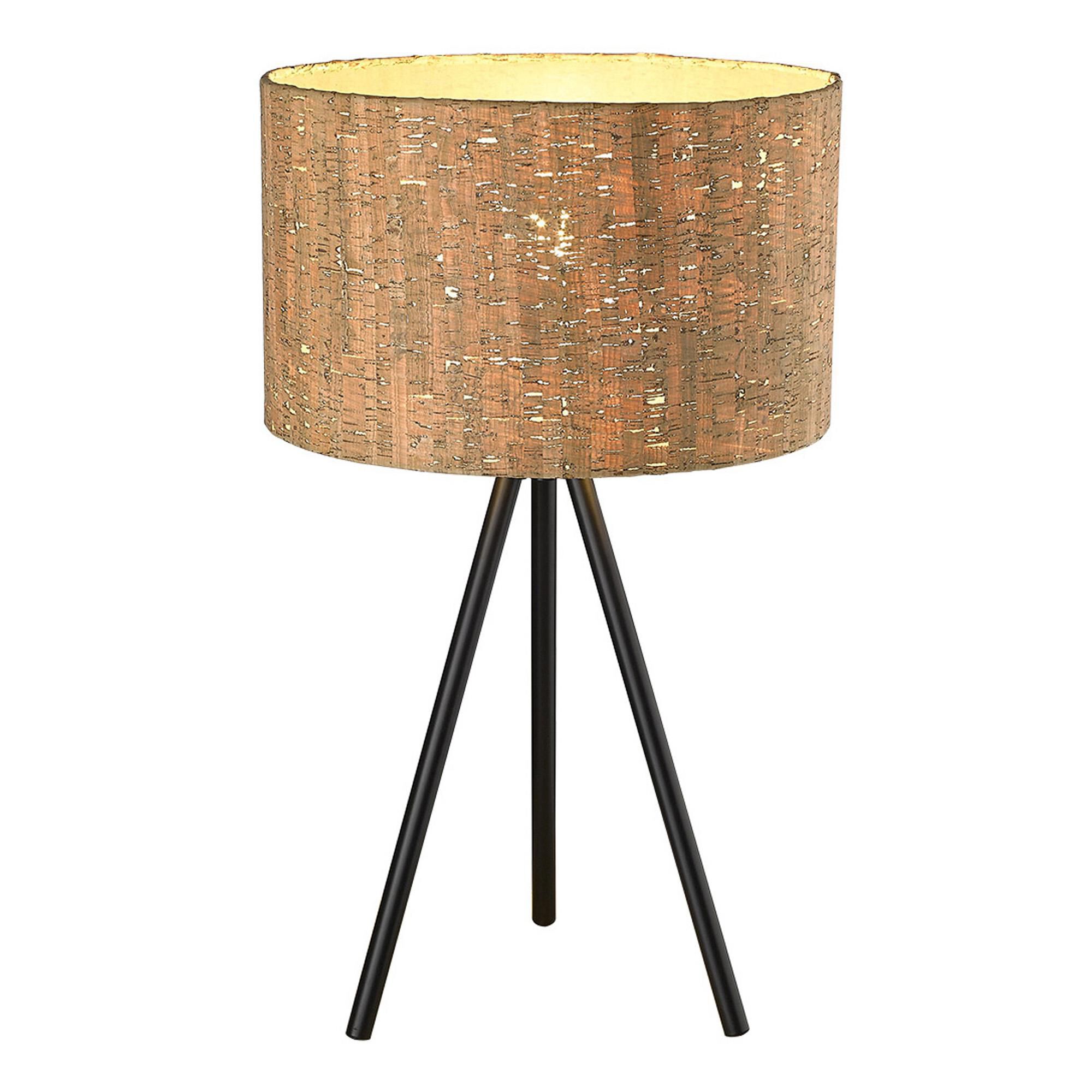 Shown in Matte Black finish and Cork glass and Cork Drum shade