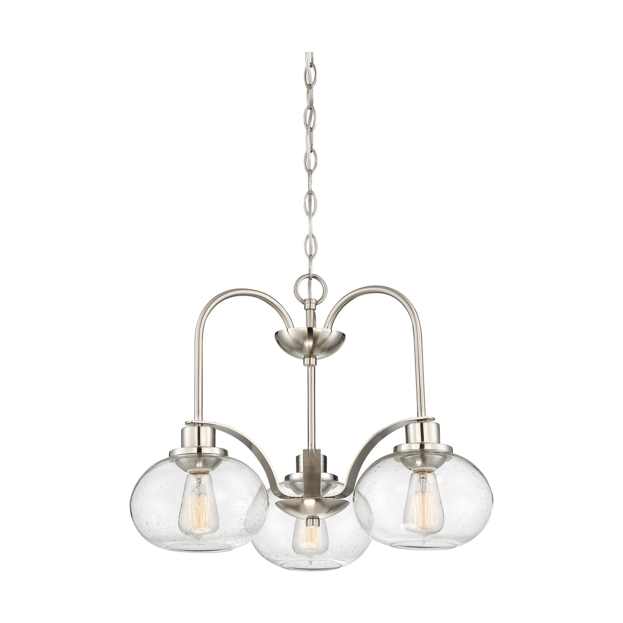 Shown in Brushed Nickel finish and Clear Seedy glass