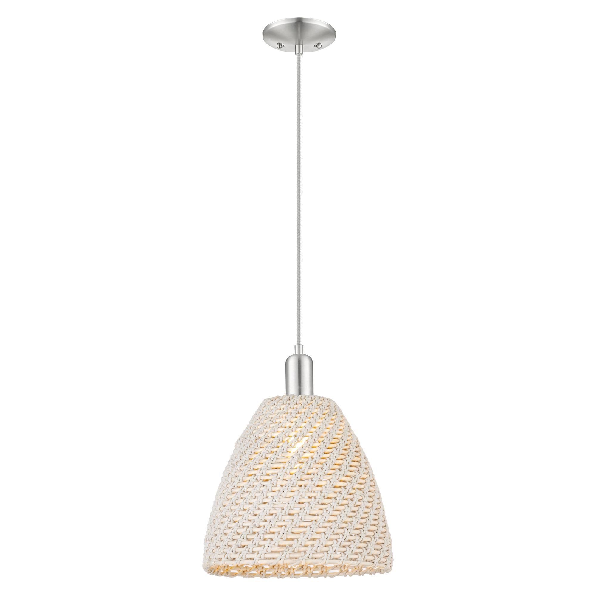 Shown in Brushed Satin Nickel finish and Natural shade