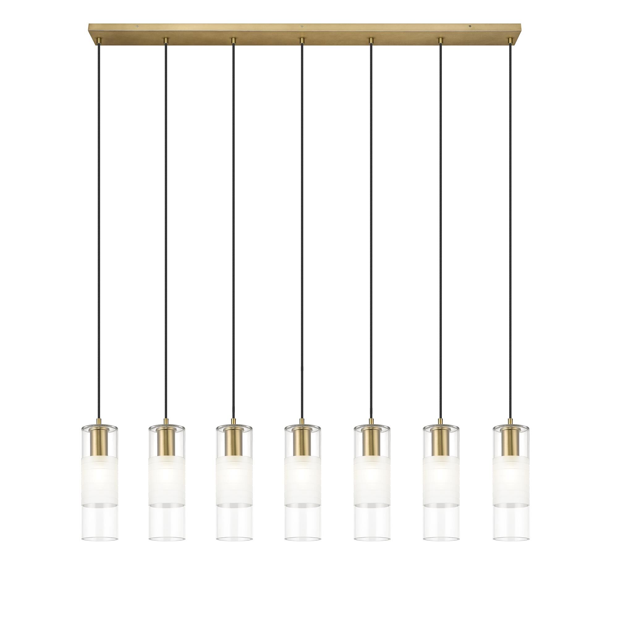 Shown in Modern Gold finish and Clear+frosted glass and Clear+frosted shade