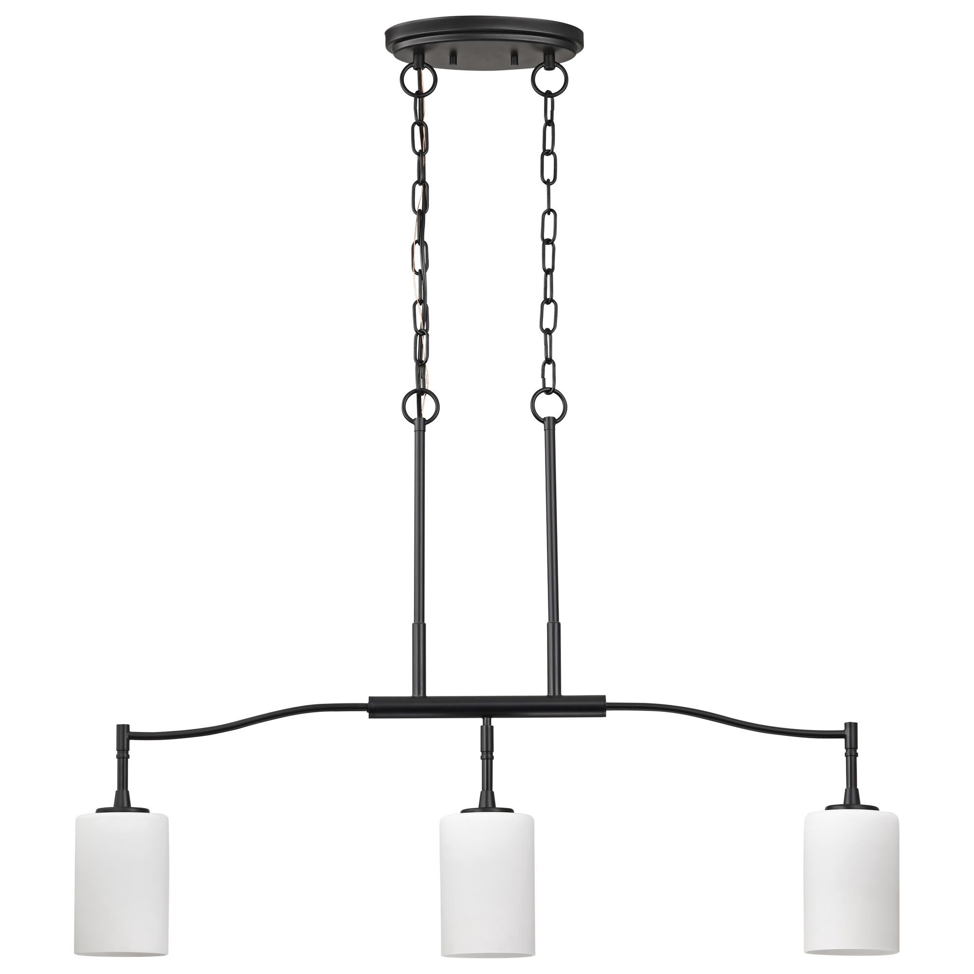 Shown in Matte Black finish and White Opal glass