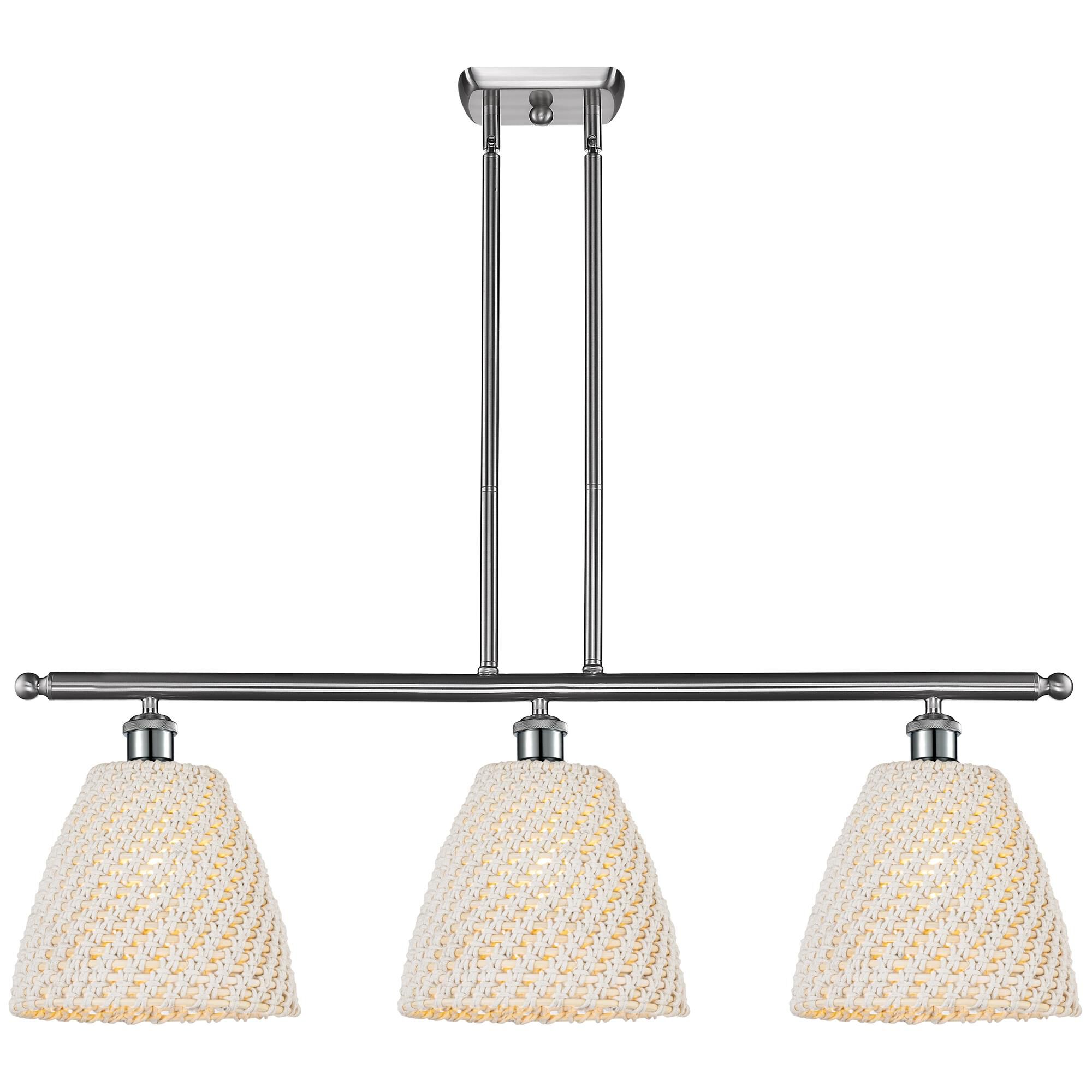 Shown in Brushed Satin Nickel finish and Natural shade