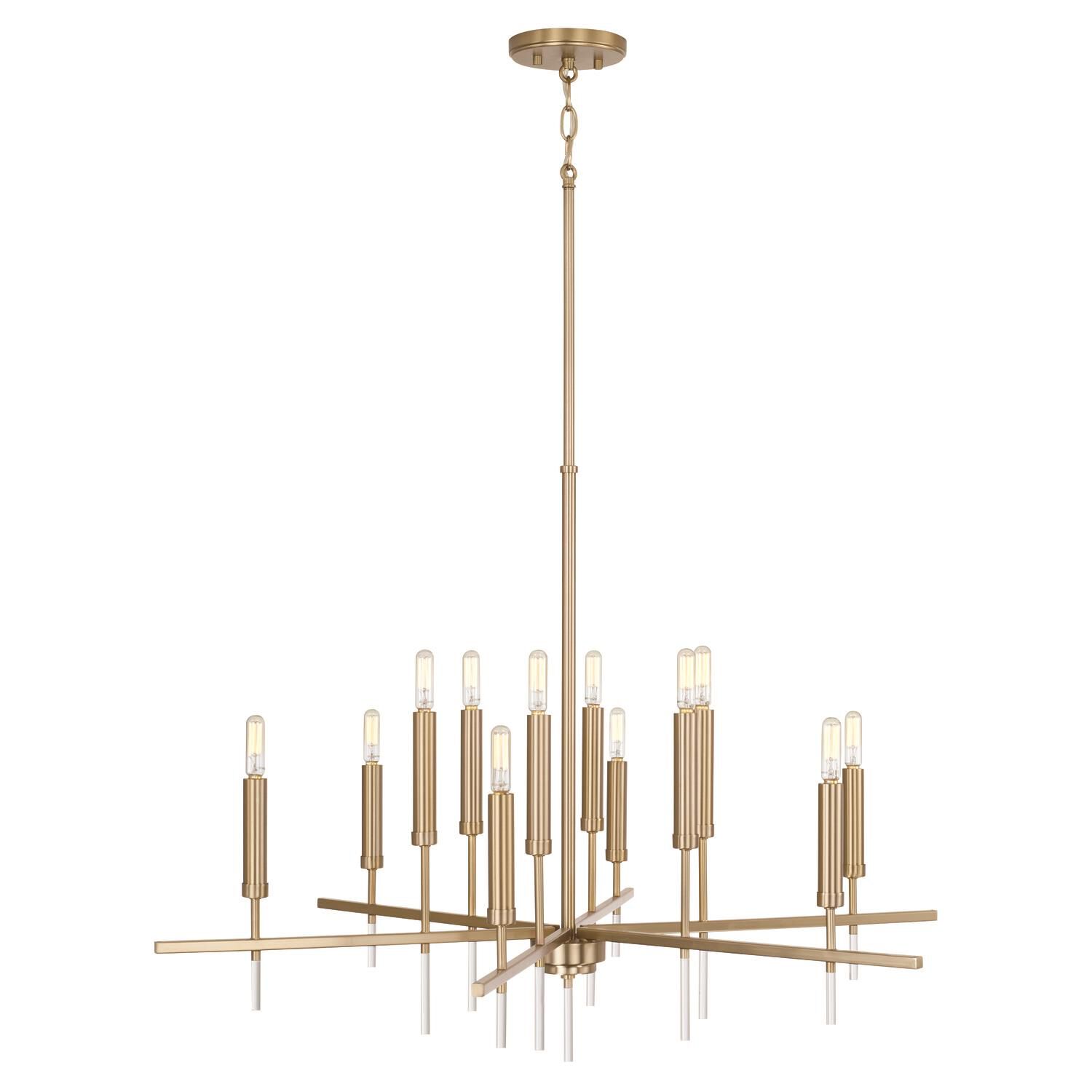 Shown in Matte Brass finish and Clear Acrylic Finials glass
