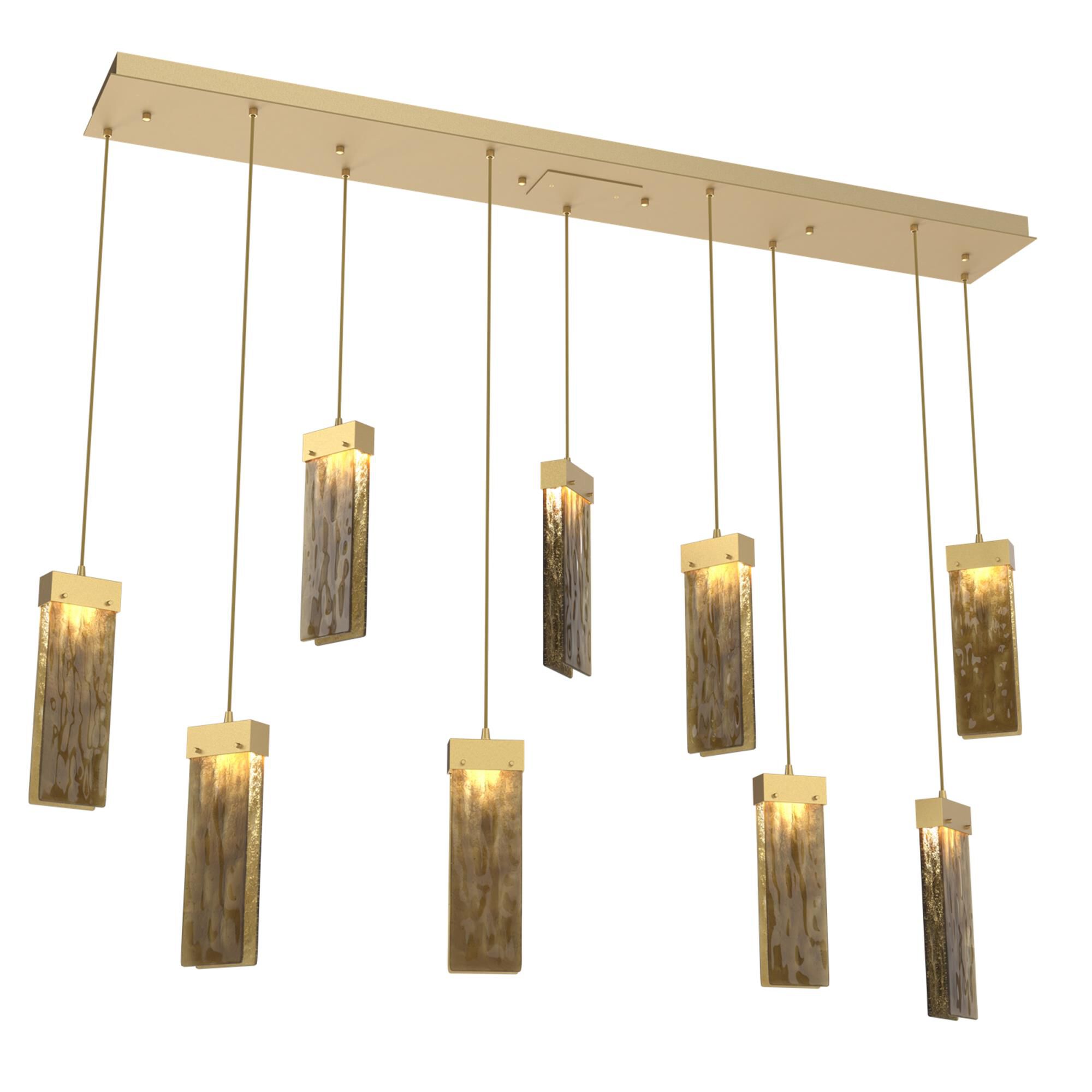 Shown in Gilded Brass finish and Bronze Granite glass