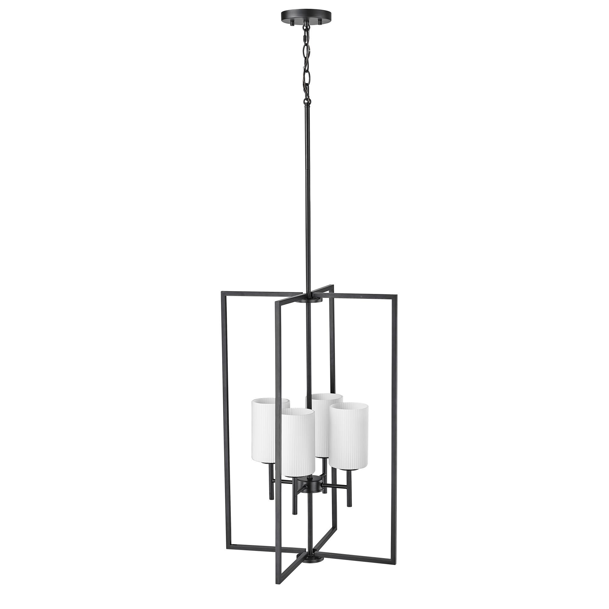 Shown in Matte Black finish and Ribbed Etched Opal White glass